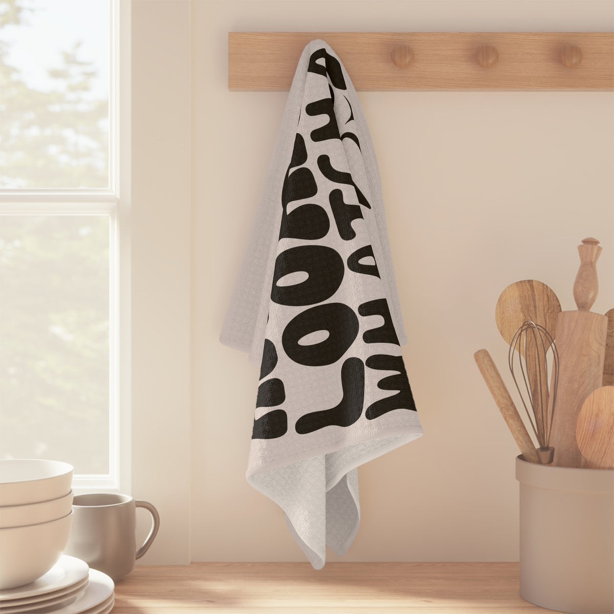 Hey Good Lookin Whatcha Cookin Tea Towel — Funny Kitchen White Dish Towel