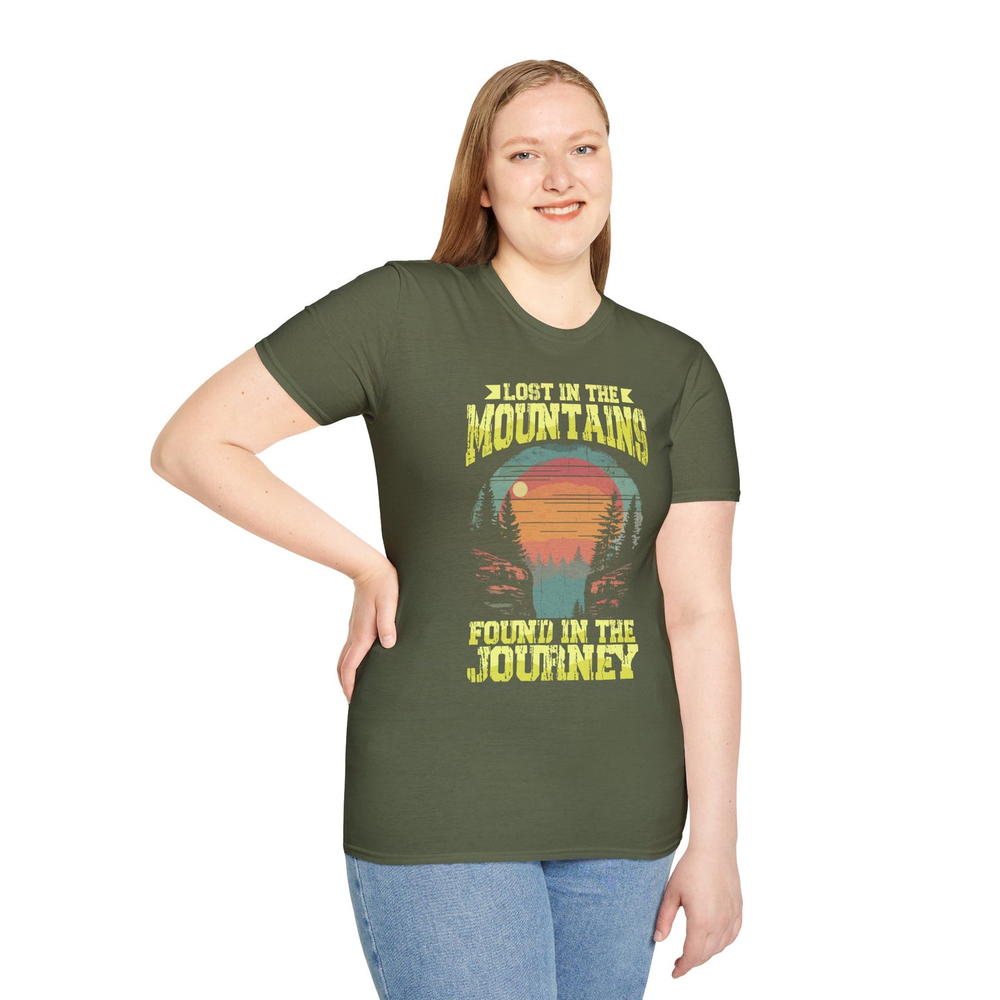 Lost in the Mountain - Unisex Softstyle T-Shirt 100% Cotton Graphic