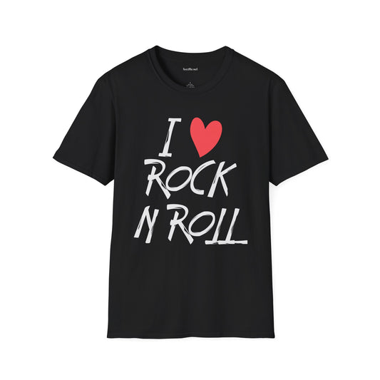 I Love Rock N Roll (heart) Unisex Softstyle T-Shirt 100% Cotton Graphic
