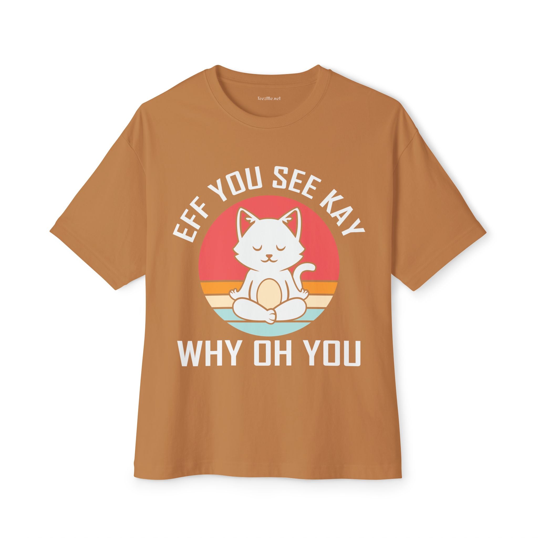 Graphic Tee - "Eff You See Kay Why Oh You" Cute Yoga Cat Vintage Sunset T-Shirt