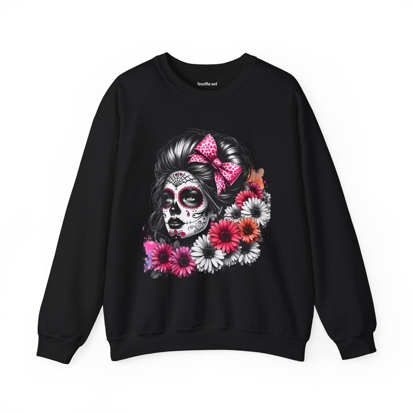 Day of the Dead Woman Sugar Skull Unisex Heavy Blend™ Crewneck Sweatshirt Graphic