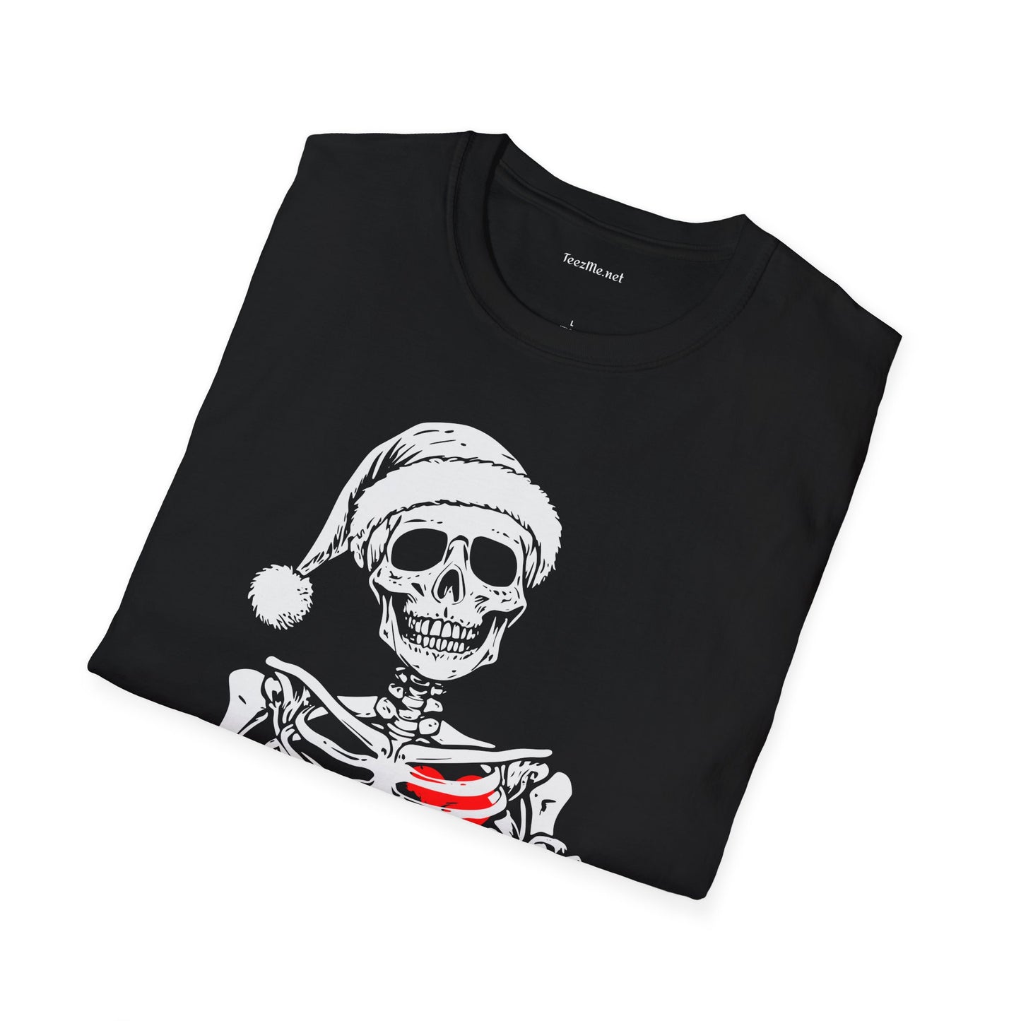 Christmas Skeleton with Presents Unisex Softstyle T-Shirt 100% Cotton Graphic