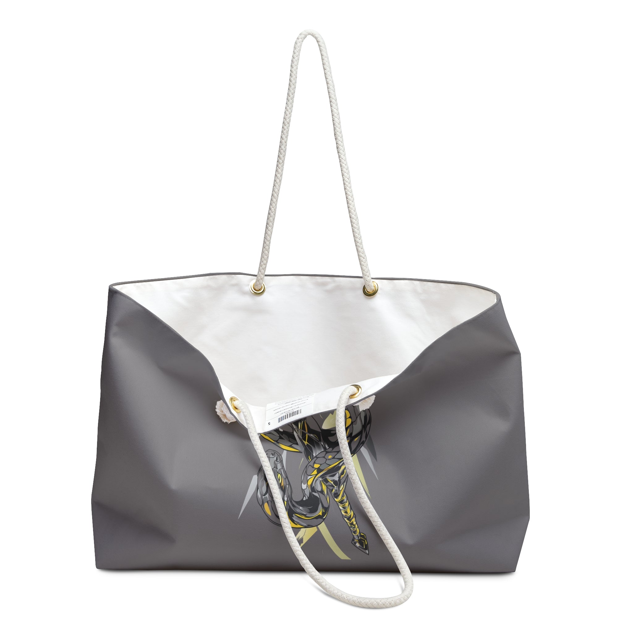 Abstract Snake Spear & Coil Weekender Bag — Gray Travel Tote