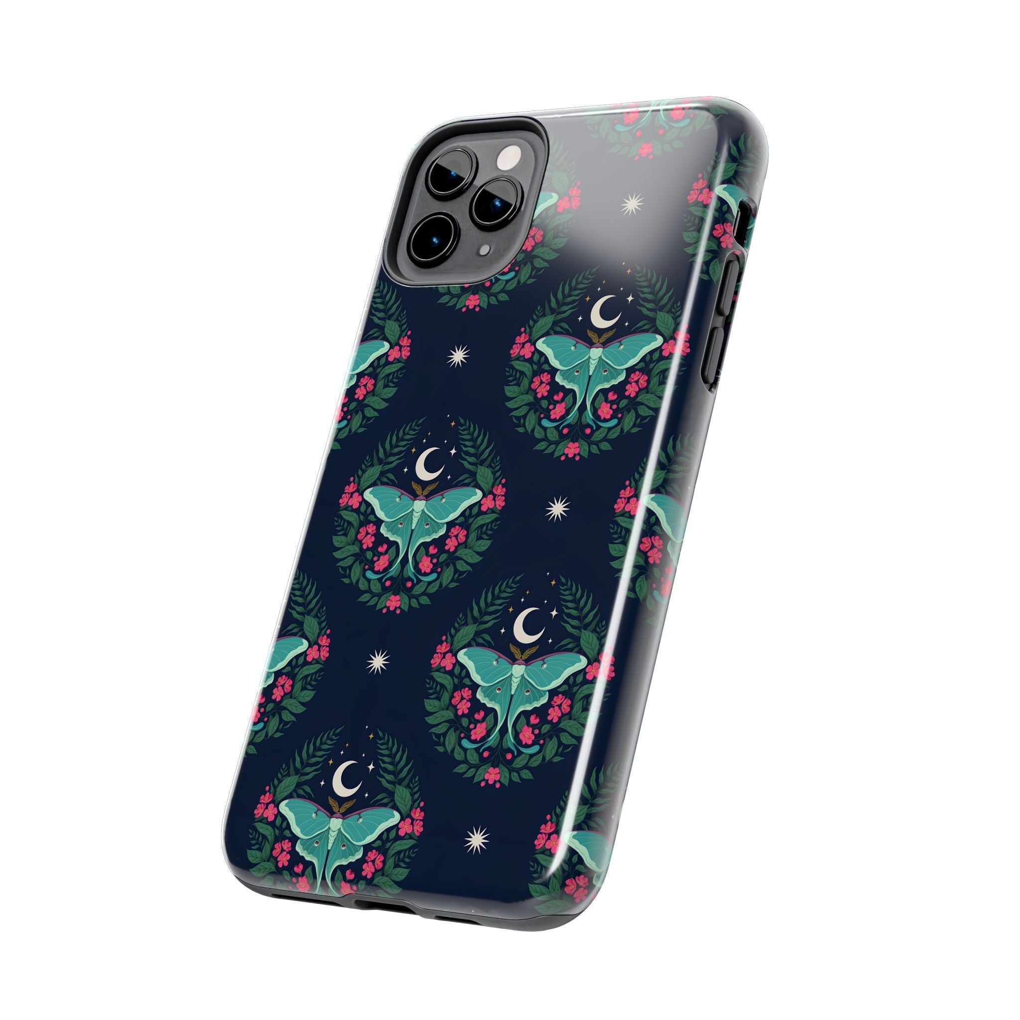 Moon Moth Tough Phone Case — Botanical Nightscape Protective Cover
