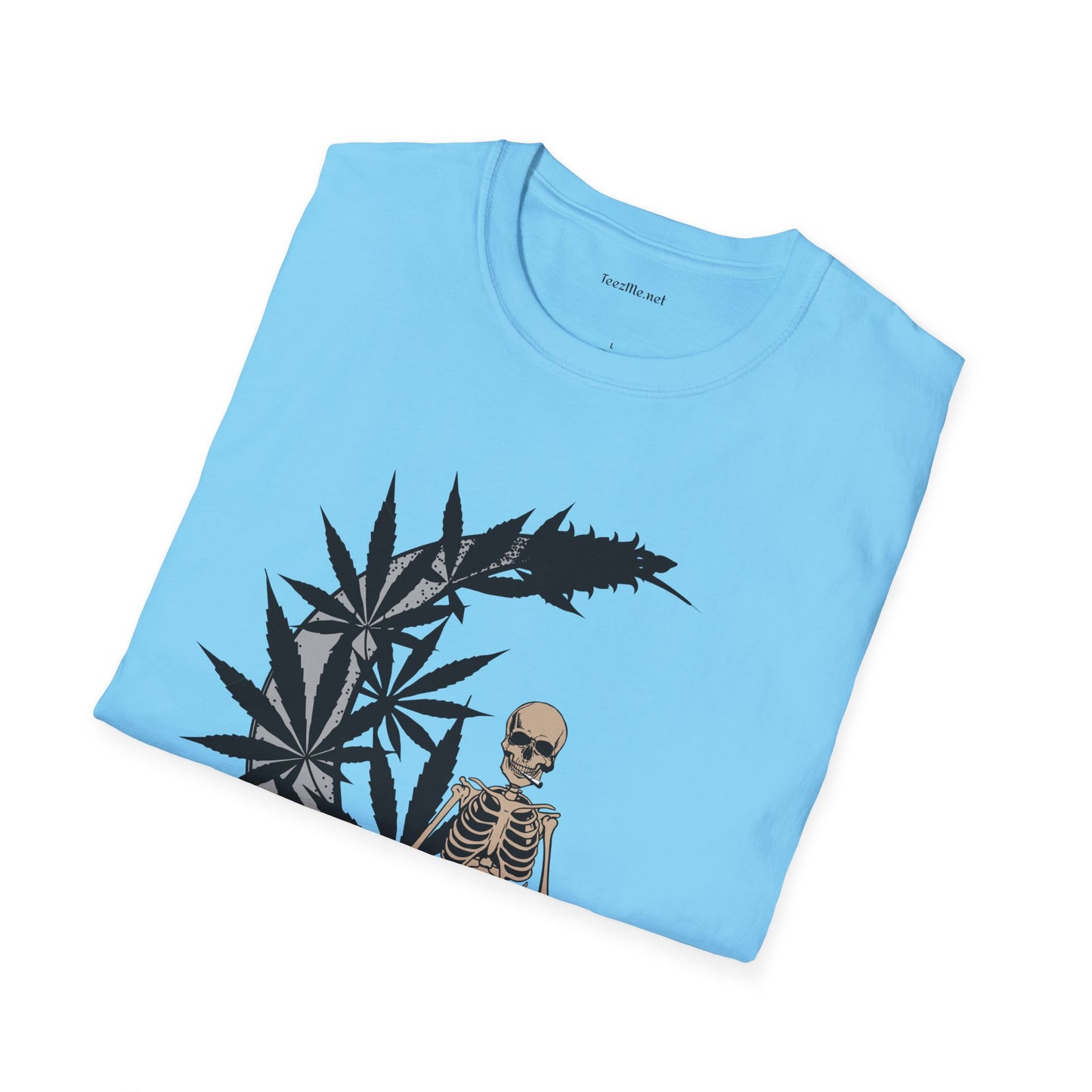 Smoking Skeleton - Unisex Softstyle T-Shirt 100% Cotton Graphic