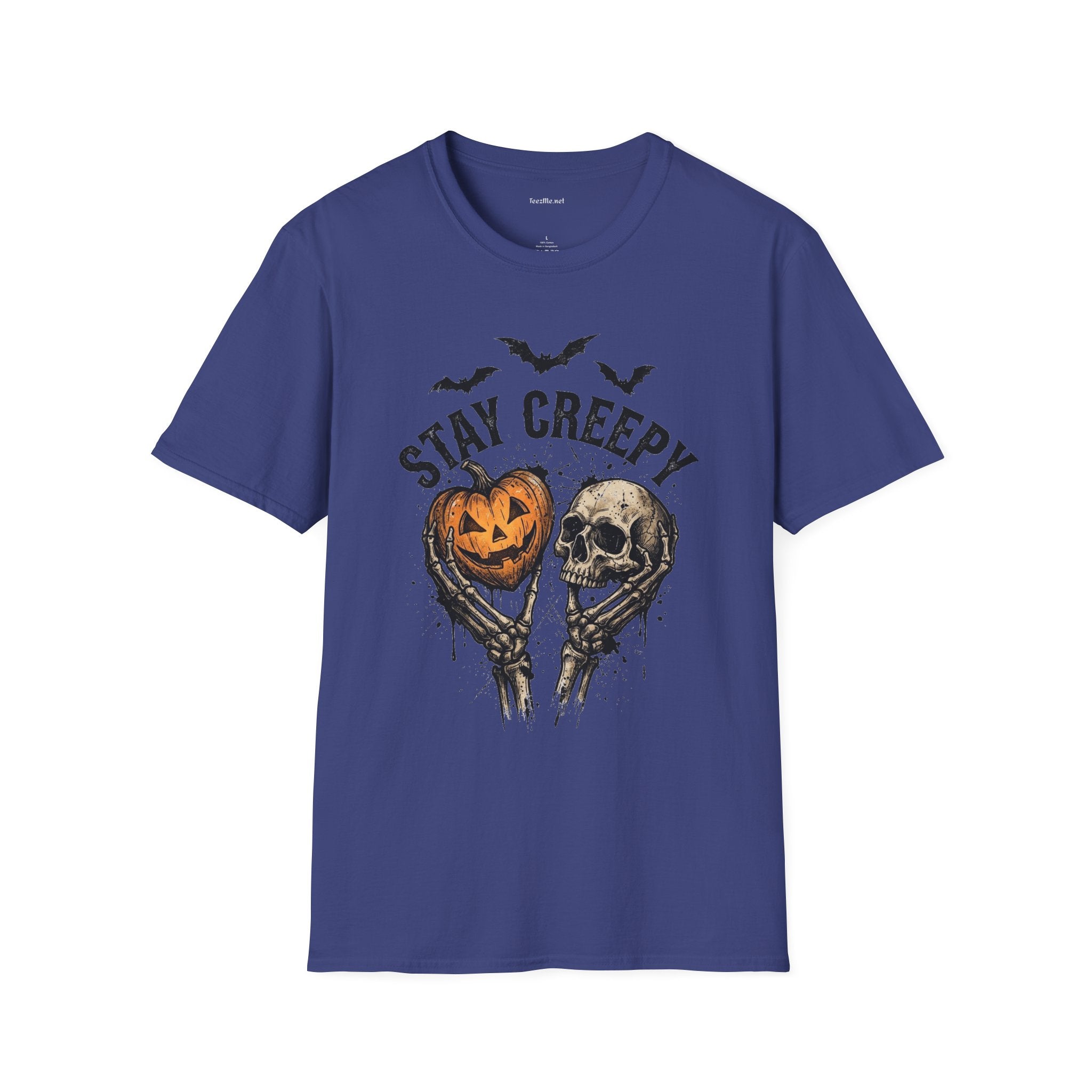 Stay Creepy Halloween T-Shirt — Pumpkin & Skull Spooky Graphic Tee
