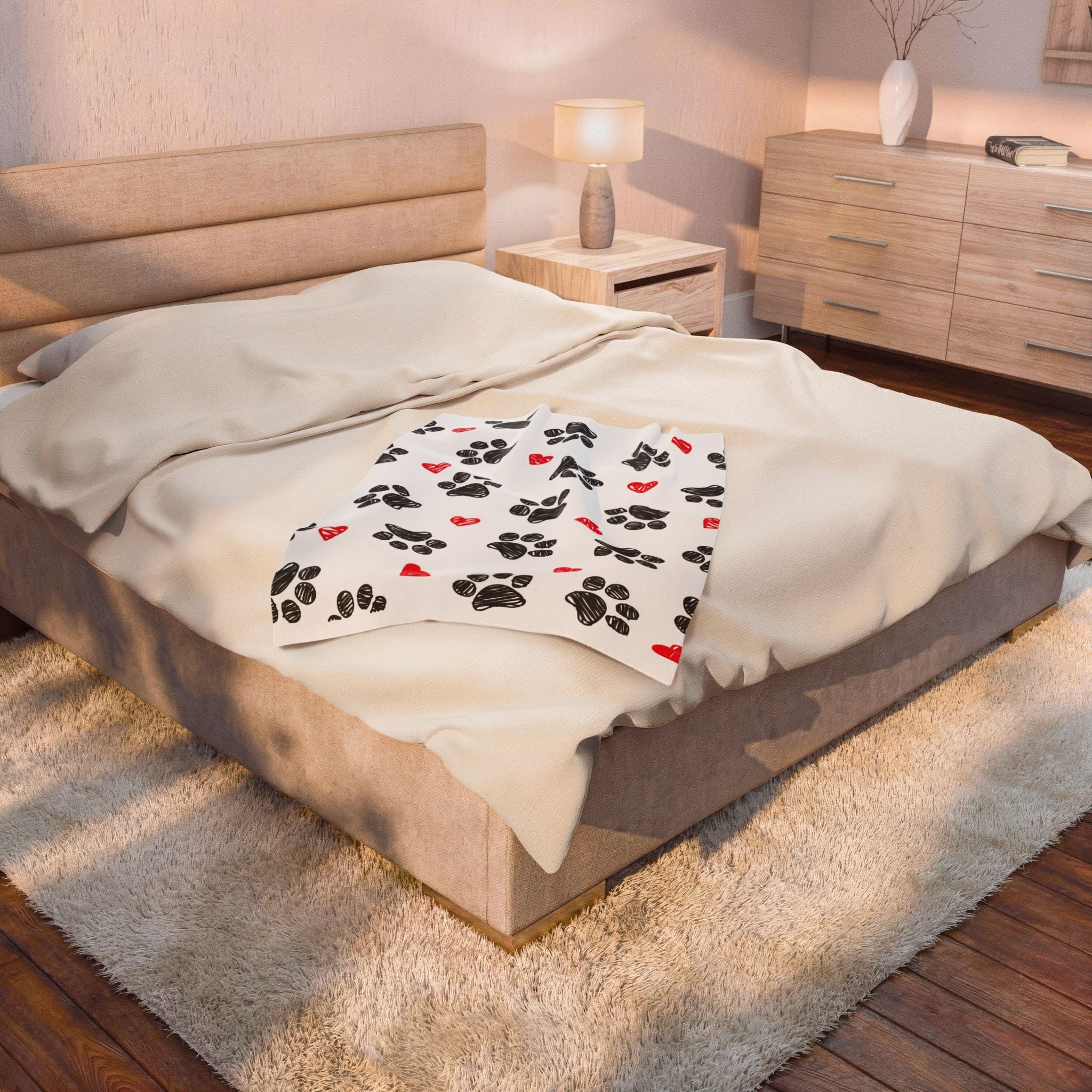 Love Paws Velveteen Plush Blanket birthday valentine gift