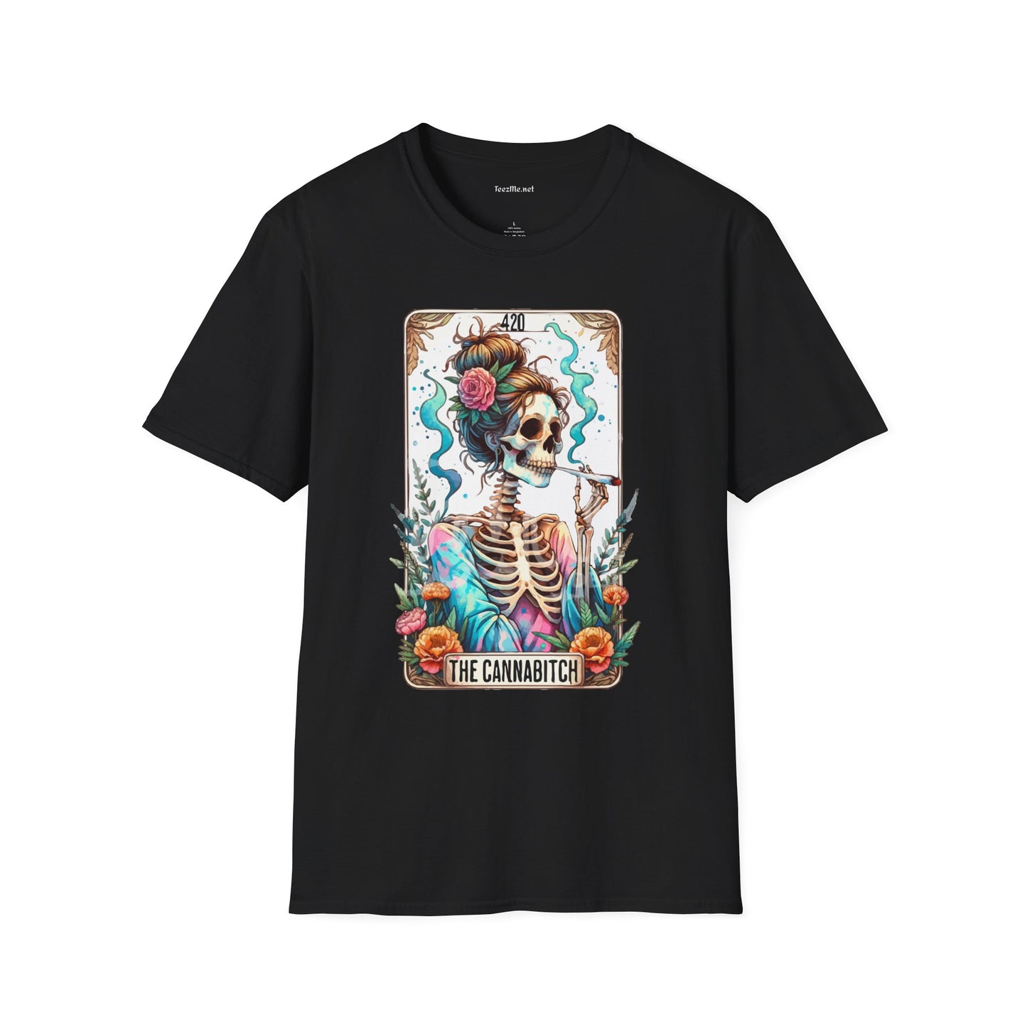 Boho Stoner Skeleton Cannabitch Unisex Softstyle T-Shirt 100% Cotton Graphic