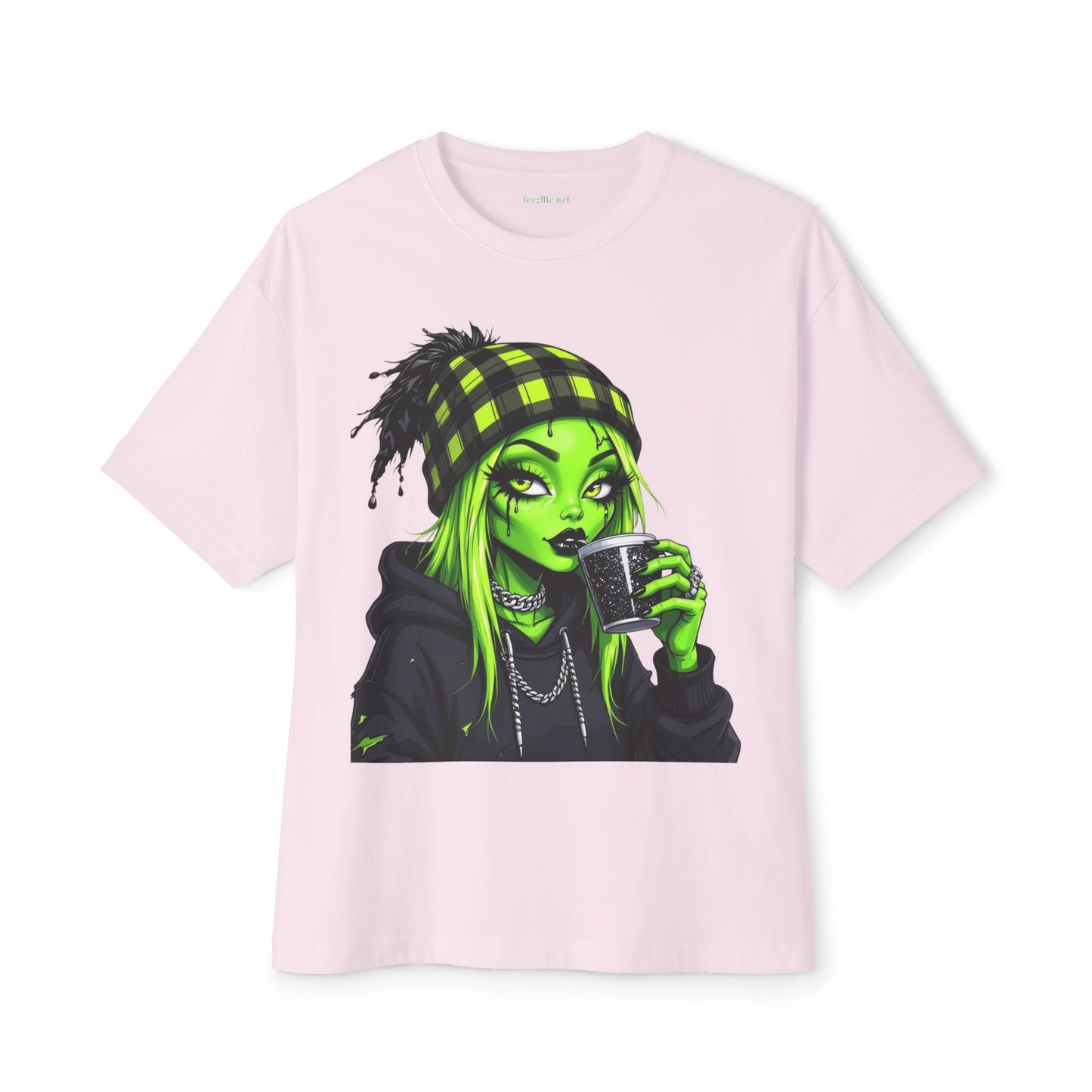 Alien Coffee Girl Unisex Oversized Boxy Tee