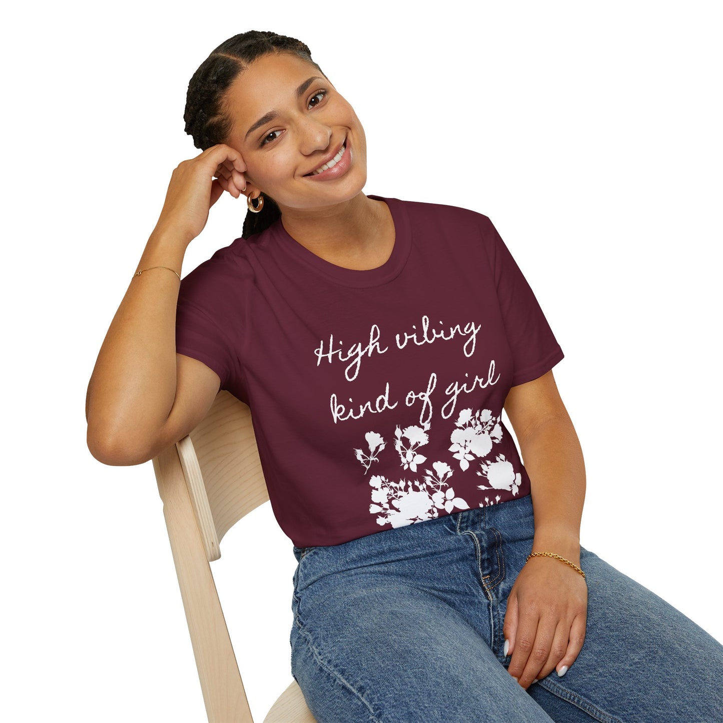 High vibing kind of girl - Unisex Softstyle T-Shirt 100% Cotton Graphic