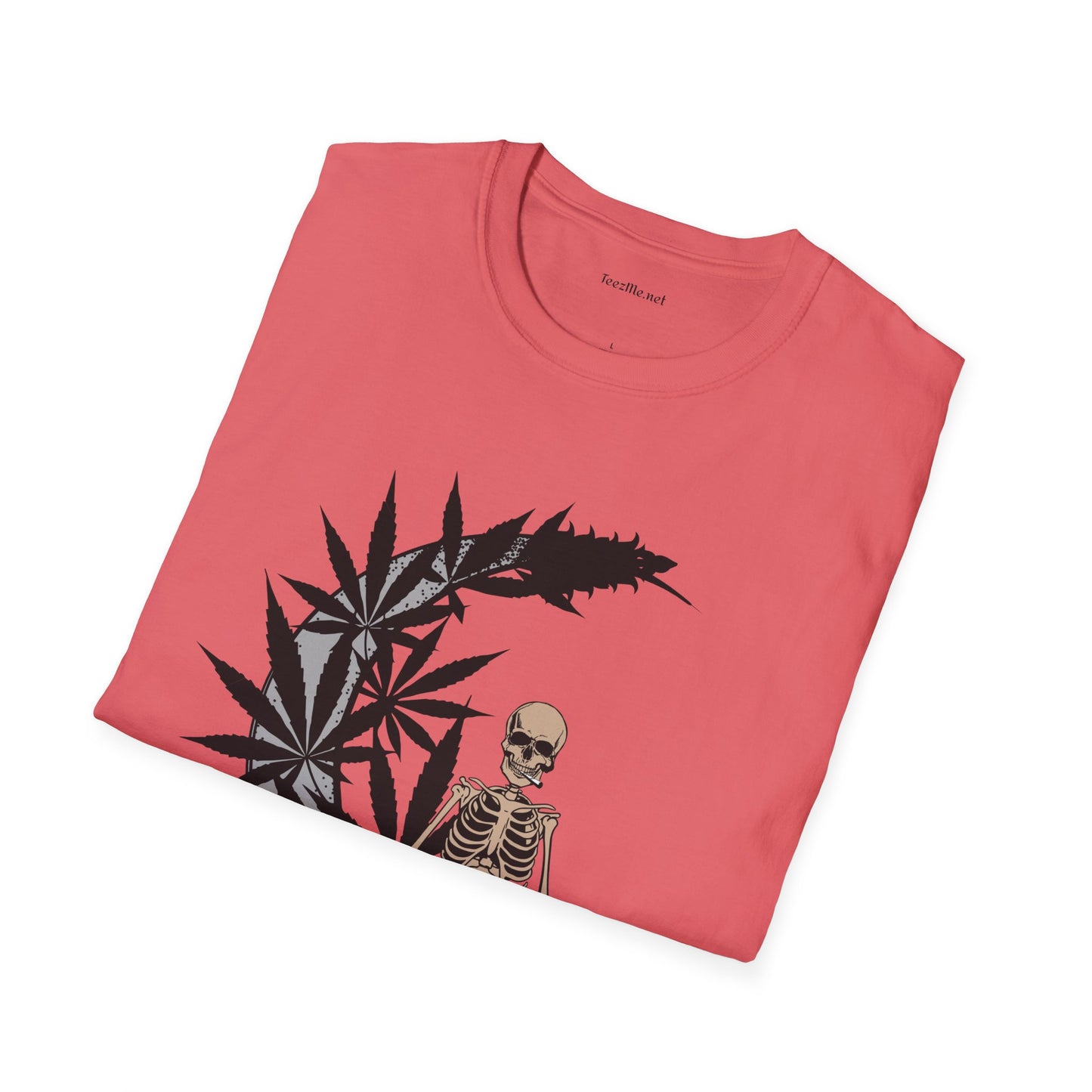 Smoking Skeleton - Unisex Softstyle T-Shirt 100% Cotton Graphic