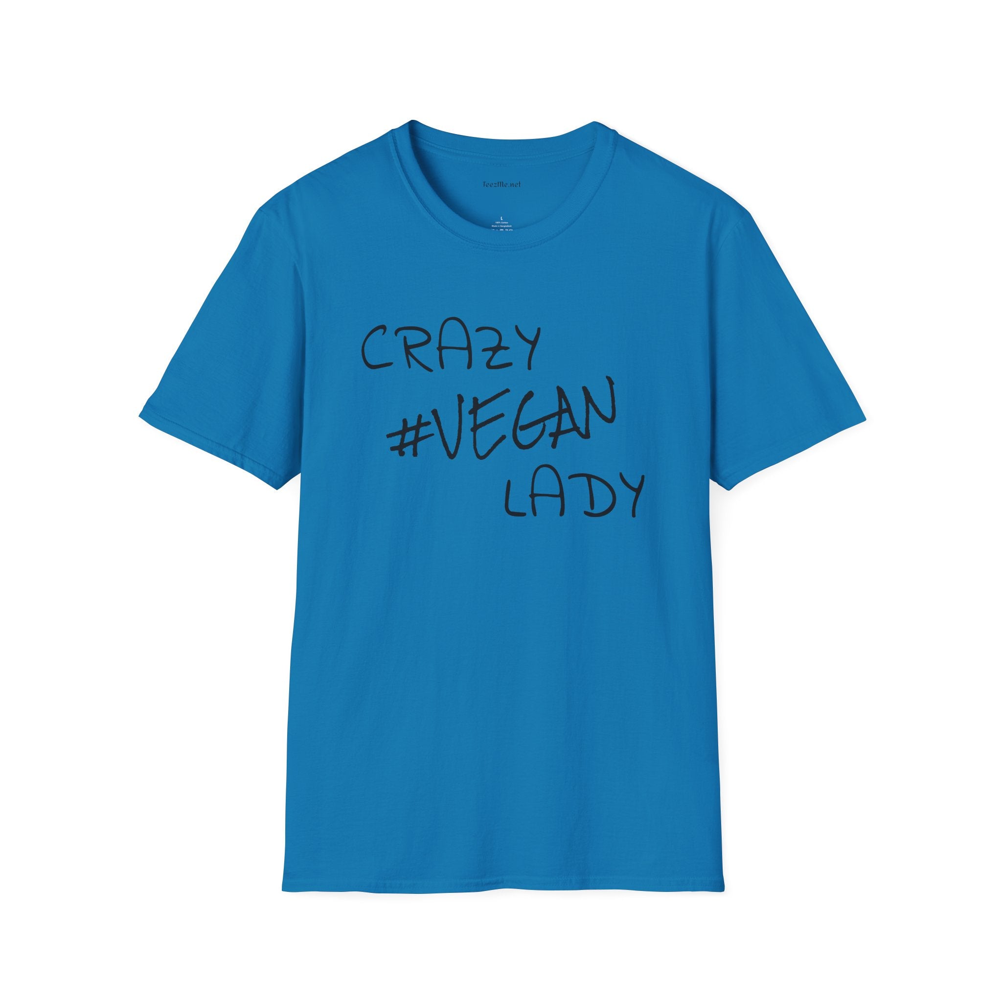 Crazy #Vegan Lady Unisex Softstyle T-Shirt 100% Cotton Graphic
