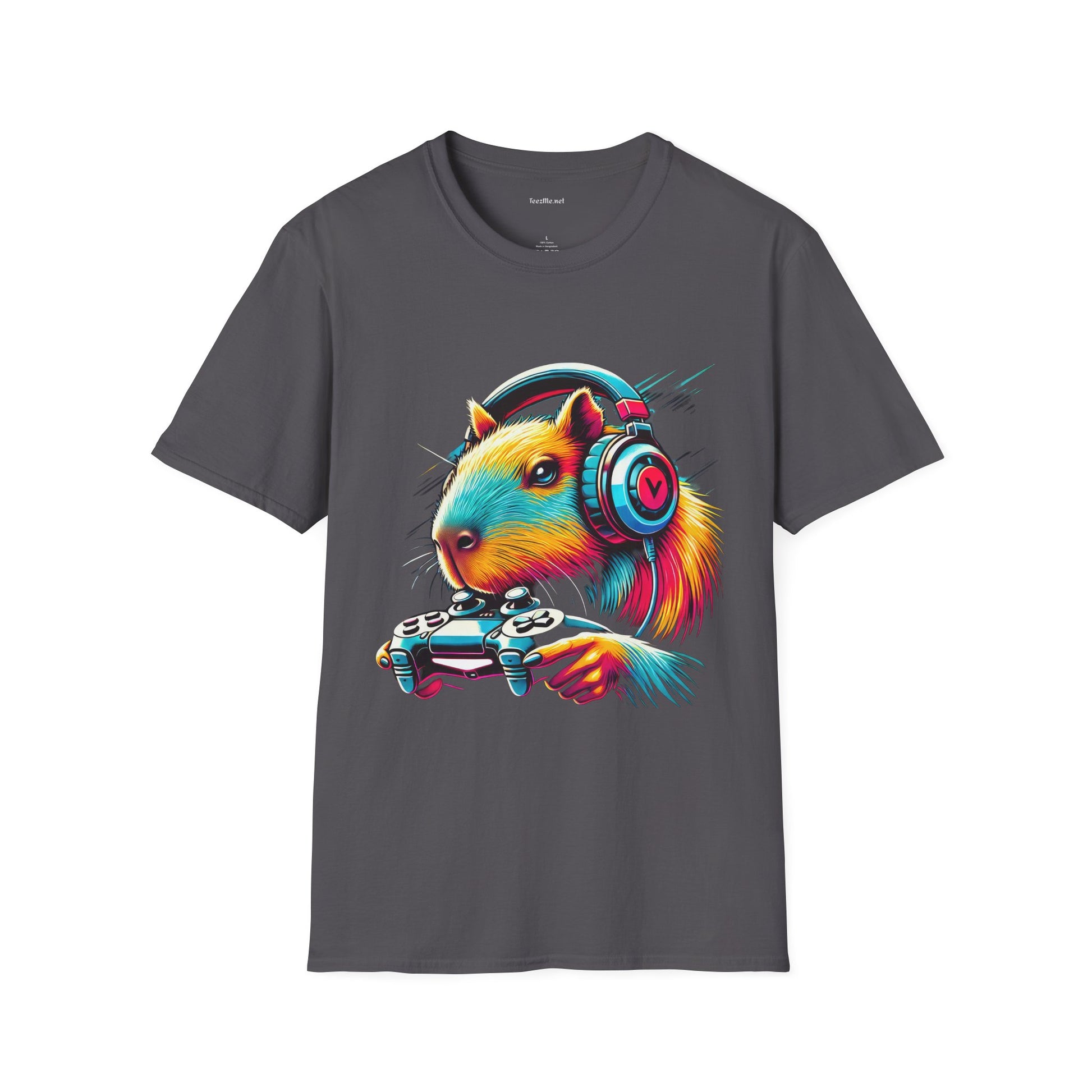 Capybara Video Gamer Unisex Softstyle T-Shirt 100% Cotton Graphic