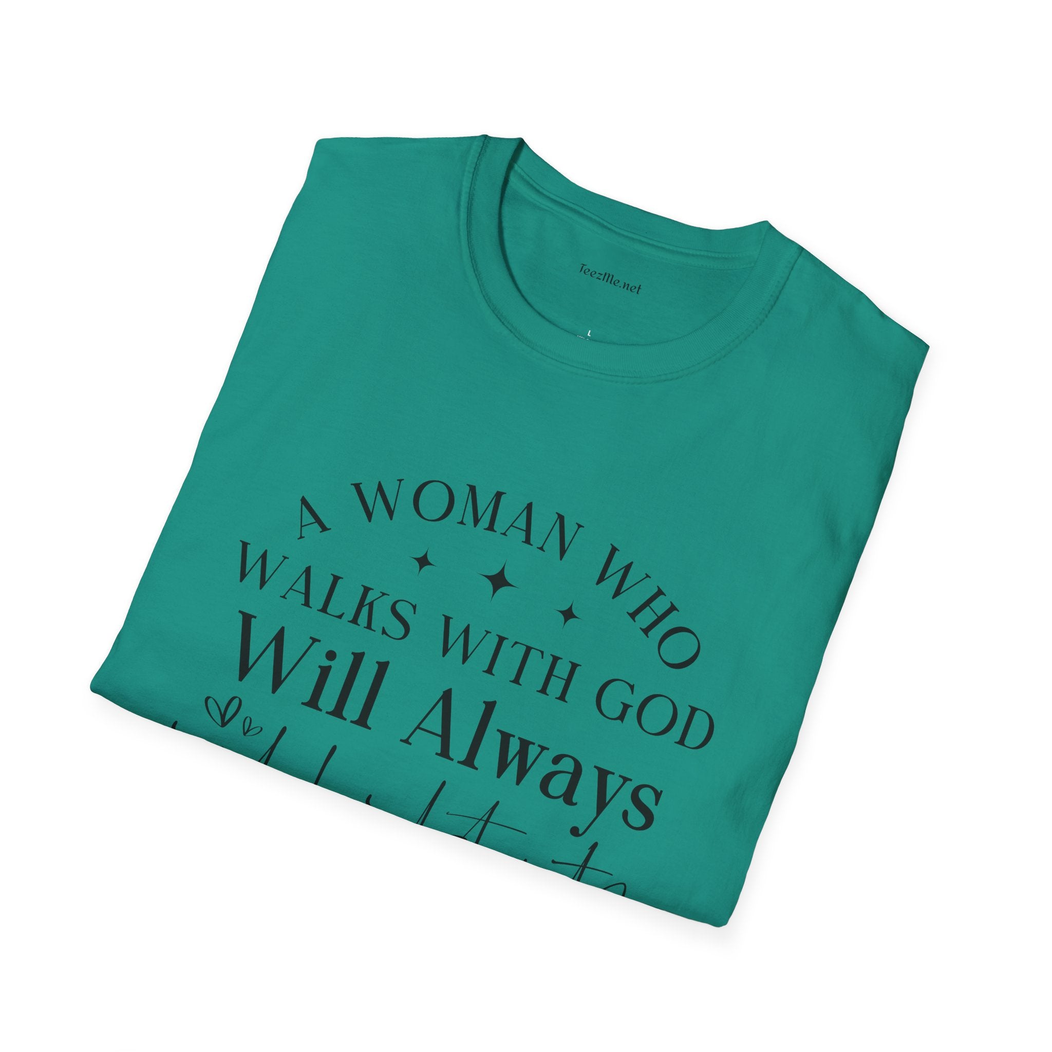 A woman who walks with God - Unisex Softstyle T-Shirt 100% Cotton Graphic