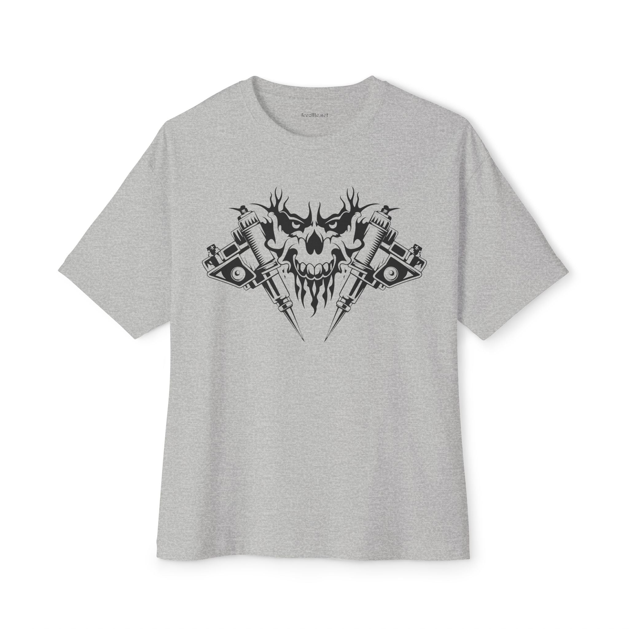 Crossed Tattoo Machine 01 Unisex Oversized Boxy Tee