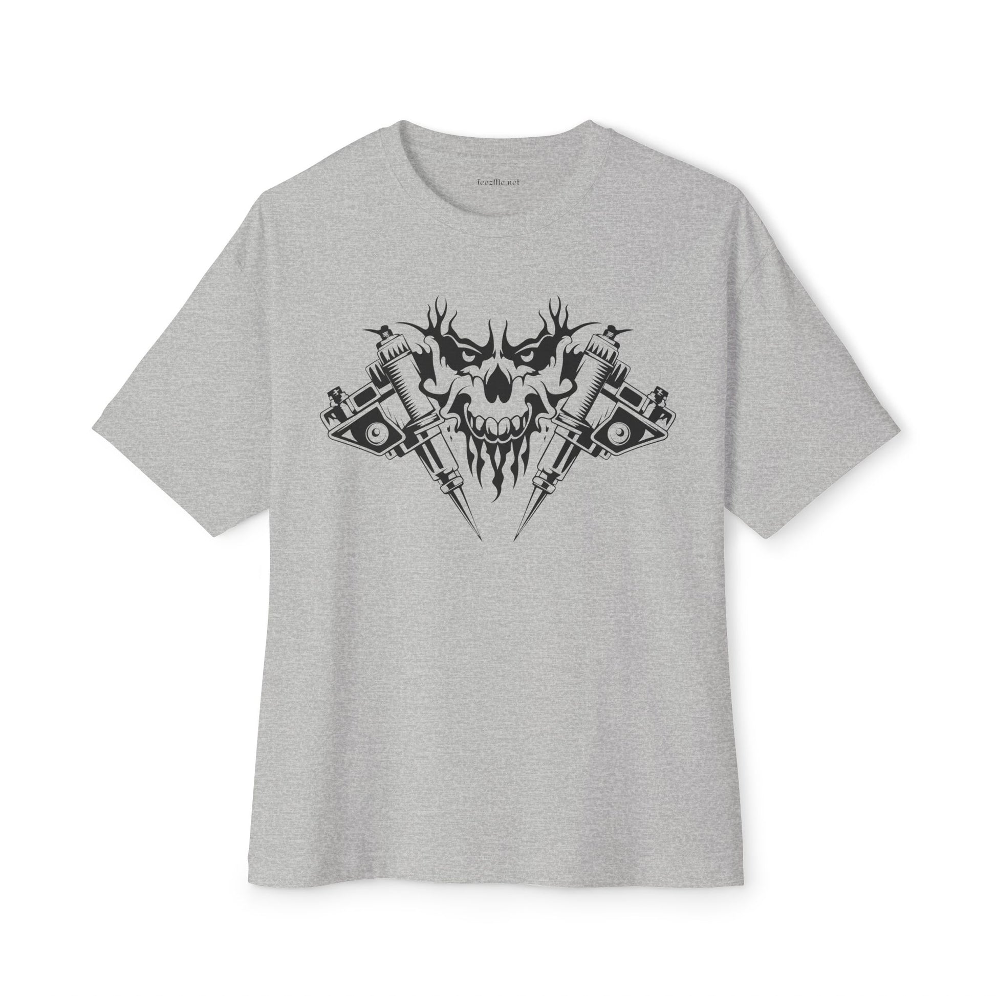 Crossed Tattoo Machine 01 Unisex Oversized Boxy Tee