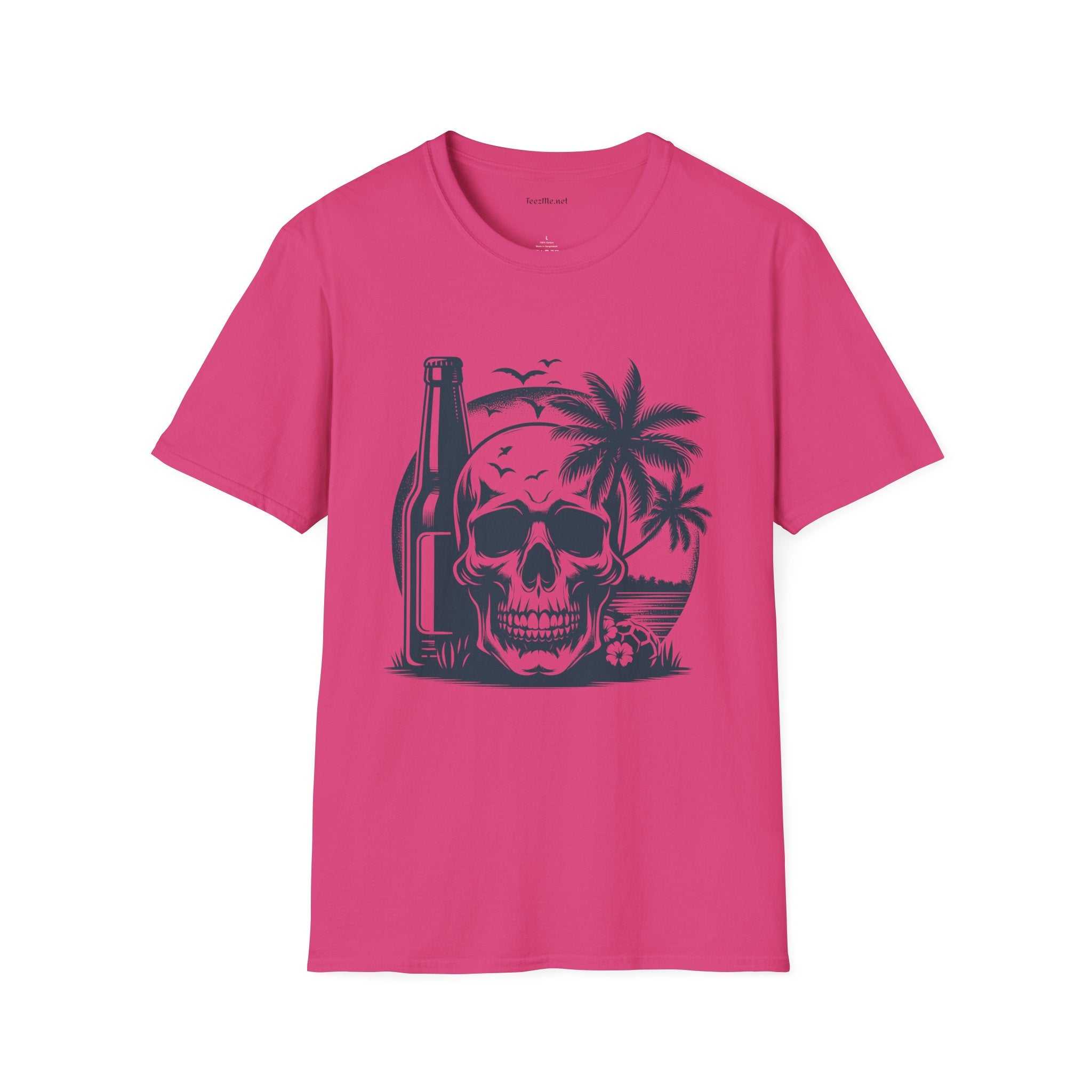 Skull with Beer 02 Unisex Softstyle T-Shirt 100% Cotton