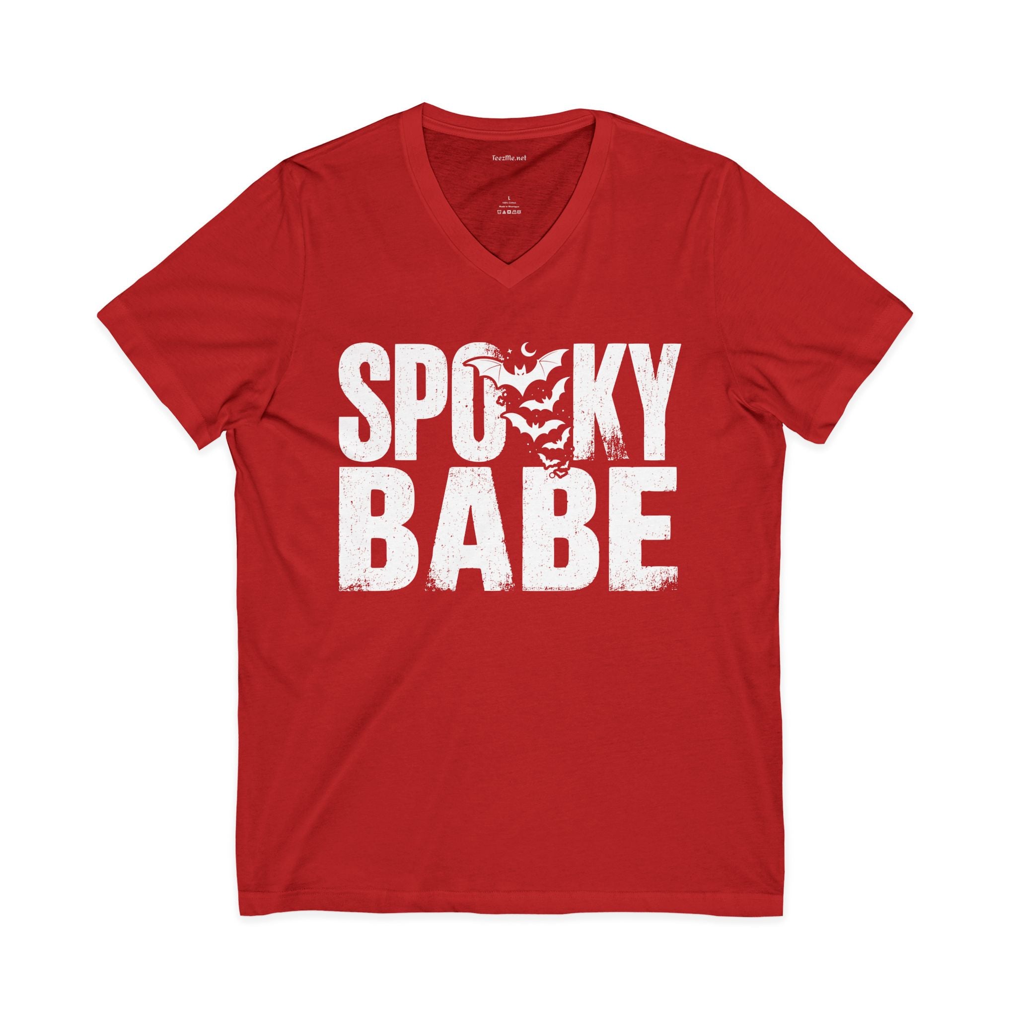 Spooky Babe V-Neck Tee — Halloween Graphic T-Shirt for Women