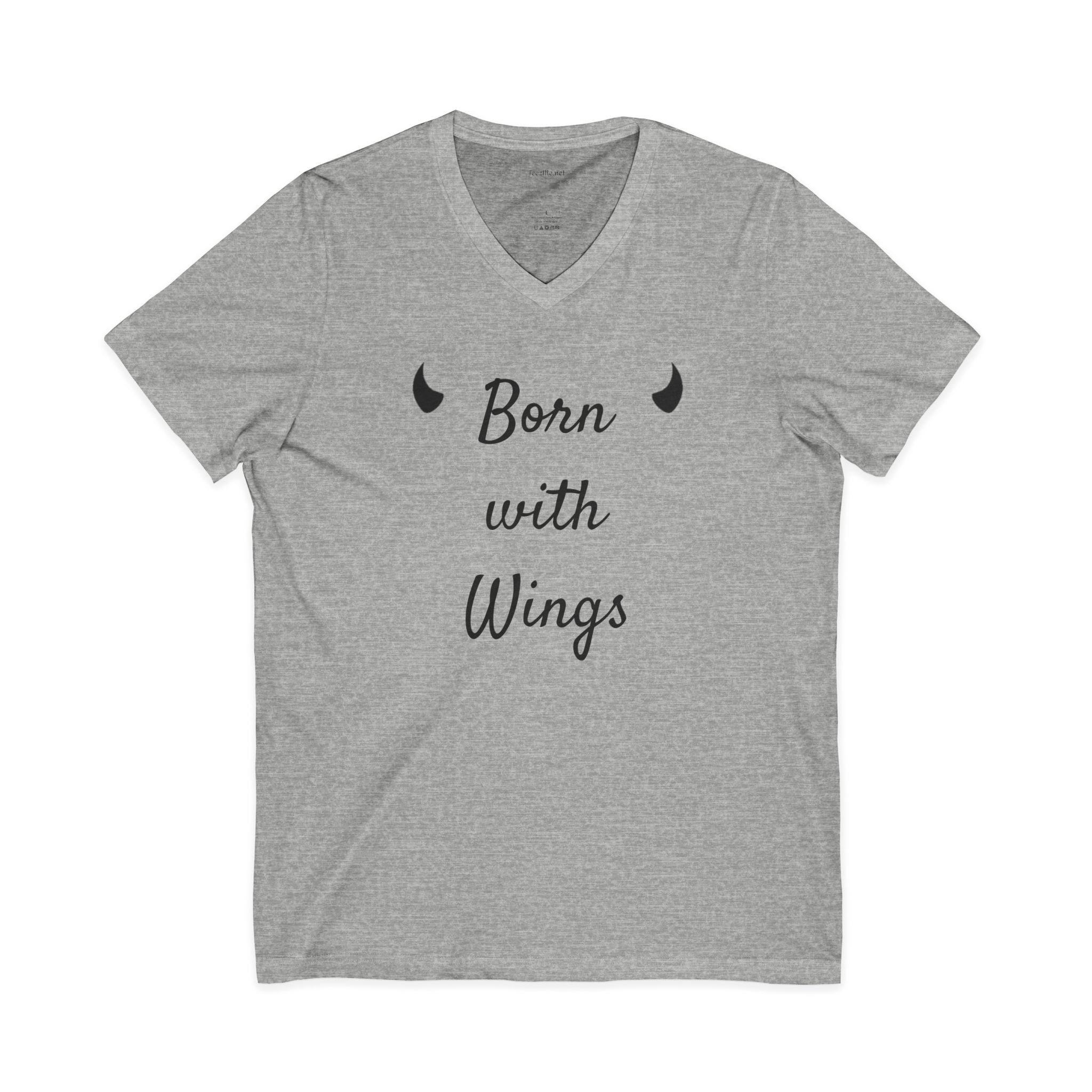 Born with Wings - Unisex Jersey Short Sleeve V-Neck Tee