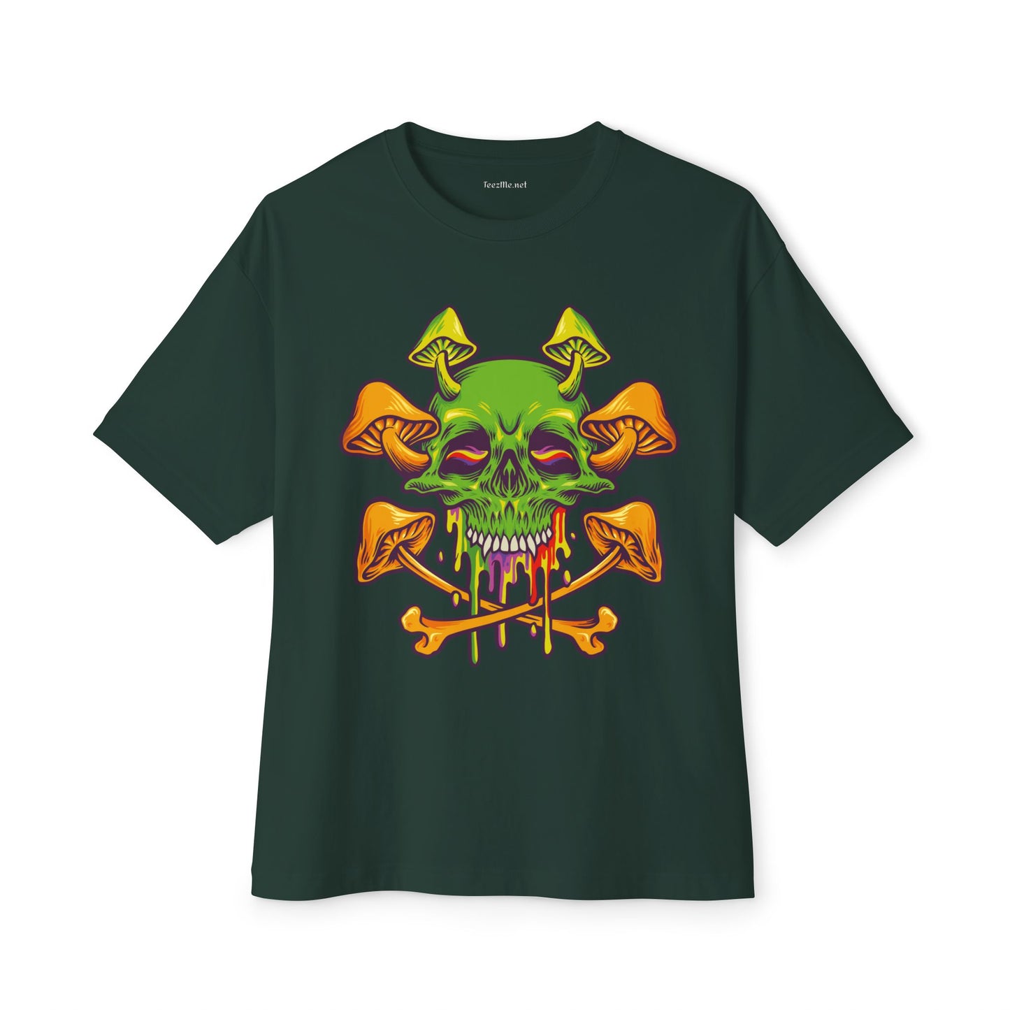 Sugar Skull Magic Mushrooms Unisex Oversized Boxy Tee