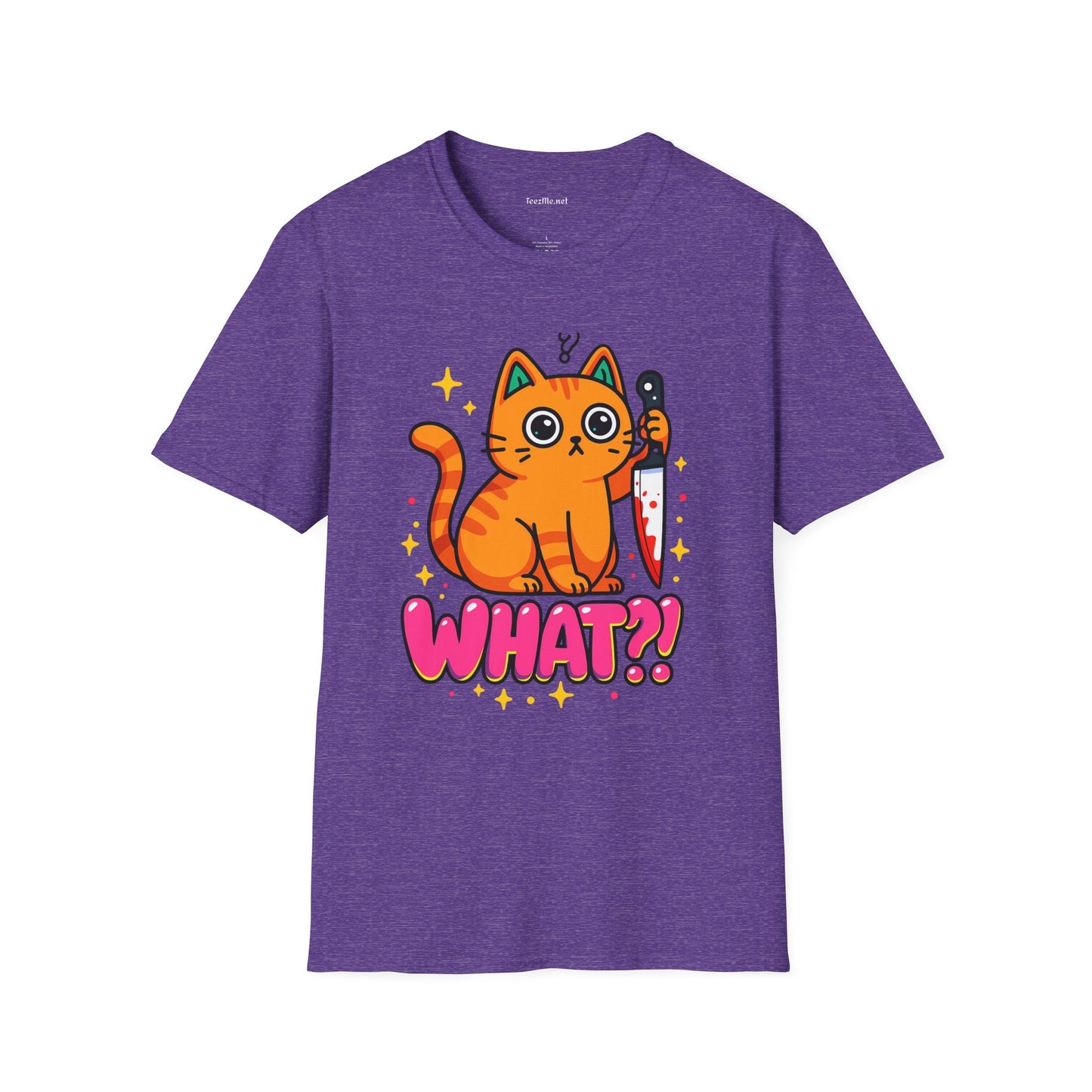 What? Murderous Cat Unisex Softstyle T-Shirt 100% Cotton