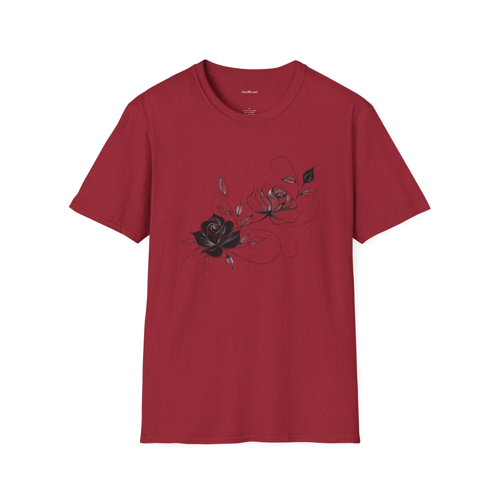 Black rose bouquet - Unisex Softstyle T-Shirt 100% Cotton Graphic