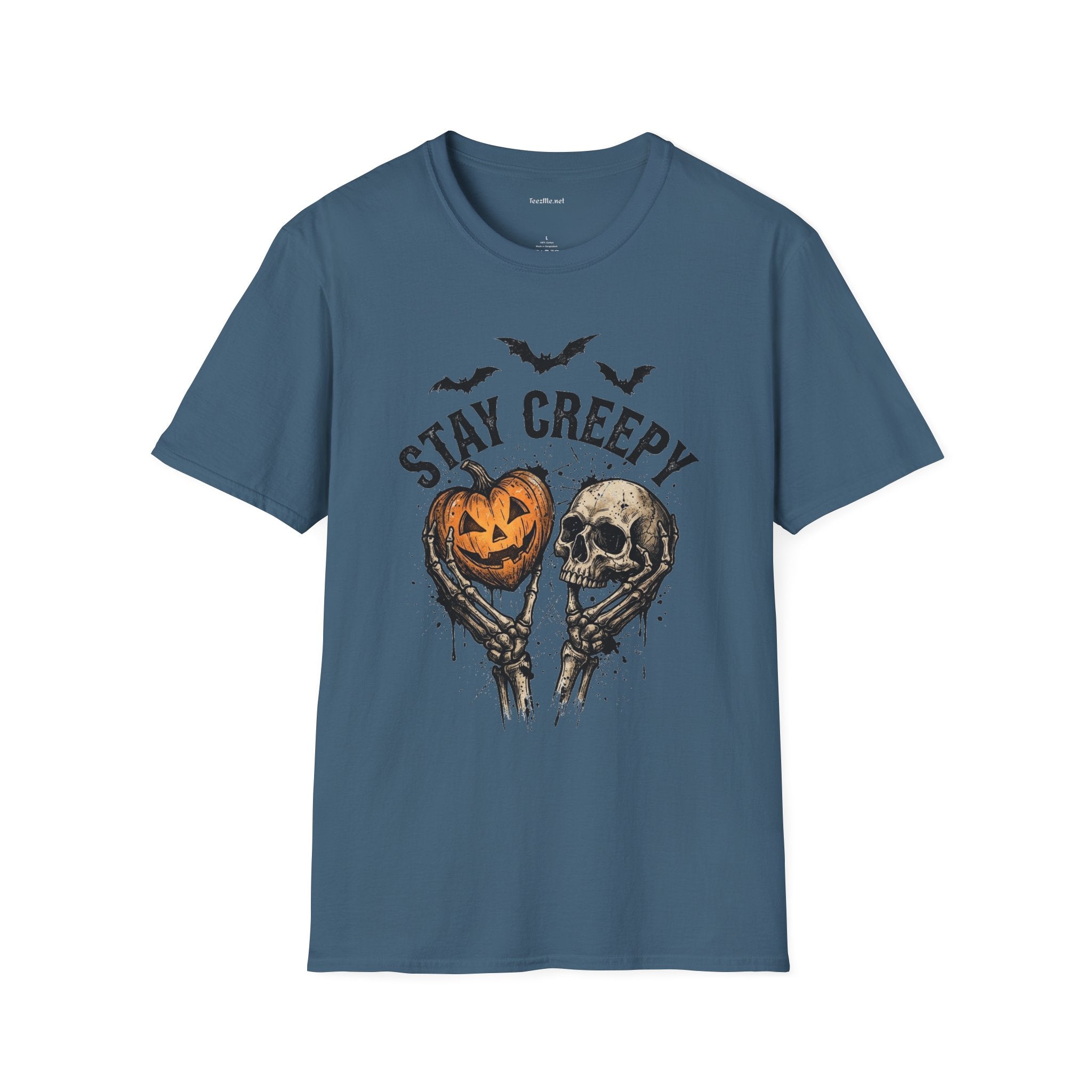 Stay Creepy Halloween T-Shirt — Pumpkin & Skull Spooky Graphic Tee