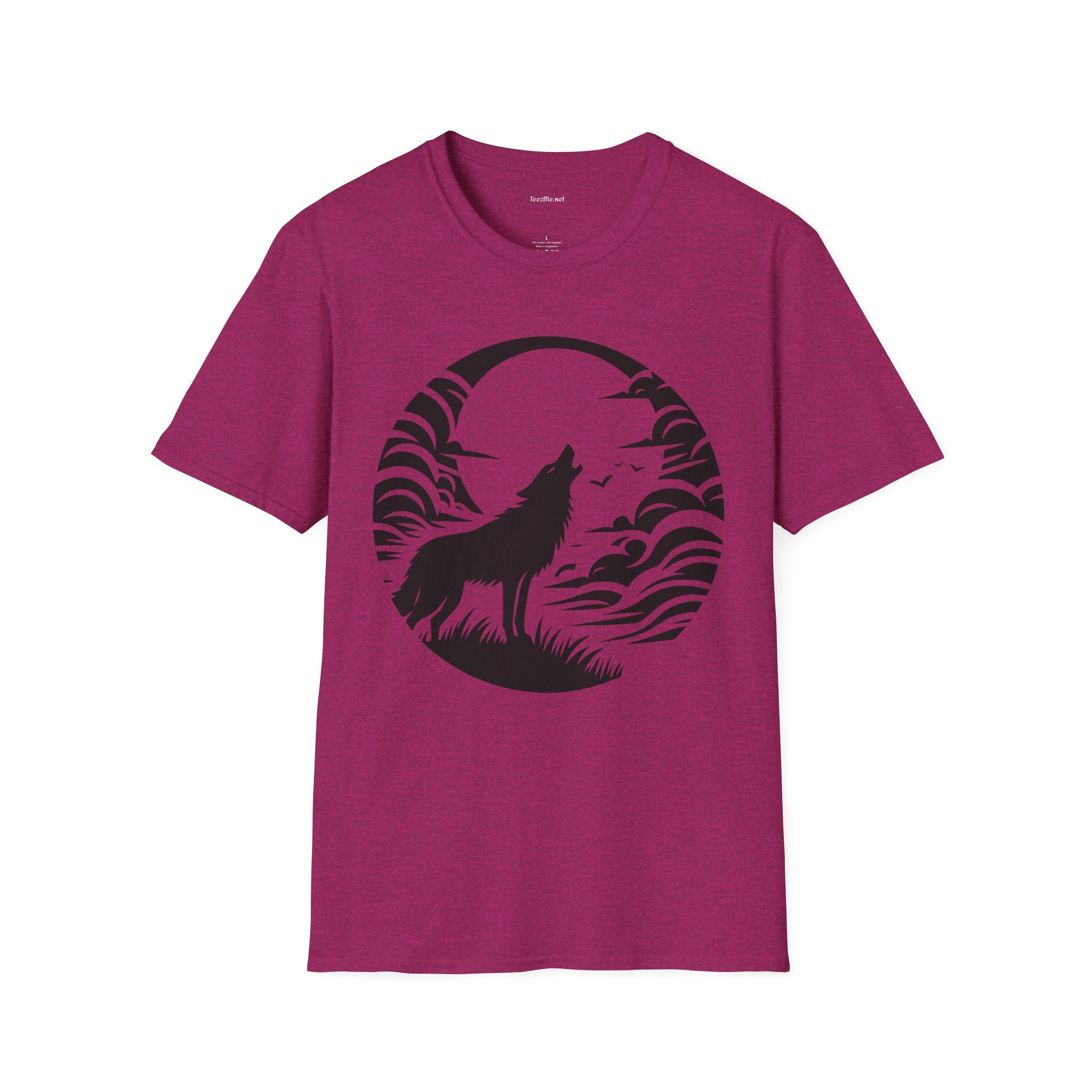 Wolf Howling Moon - Unisex Softstyle T-Shirt 100% Cotton Graphic