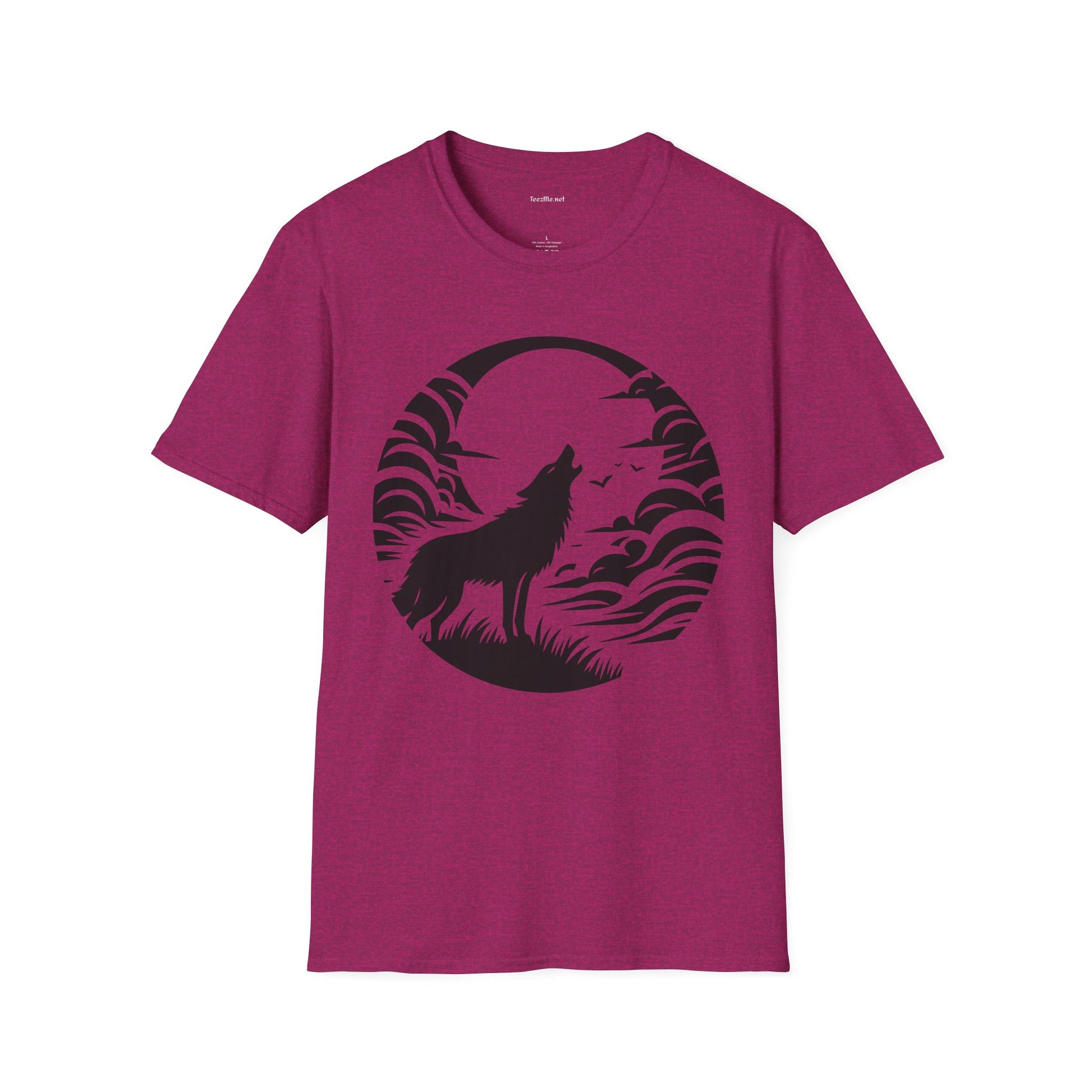 Wolf Howling Moon - Unisex Softstyle T-Shirt 100% Cotton Graphic