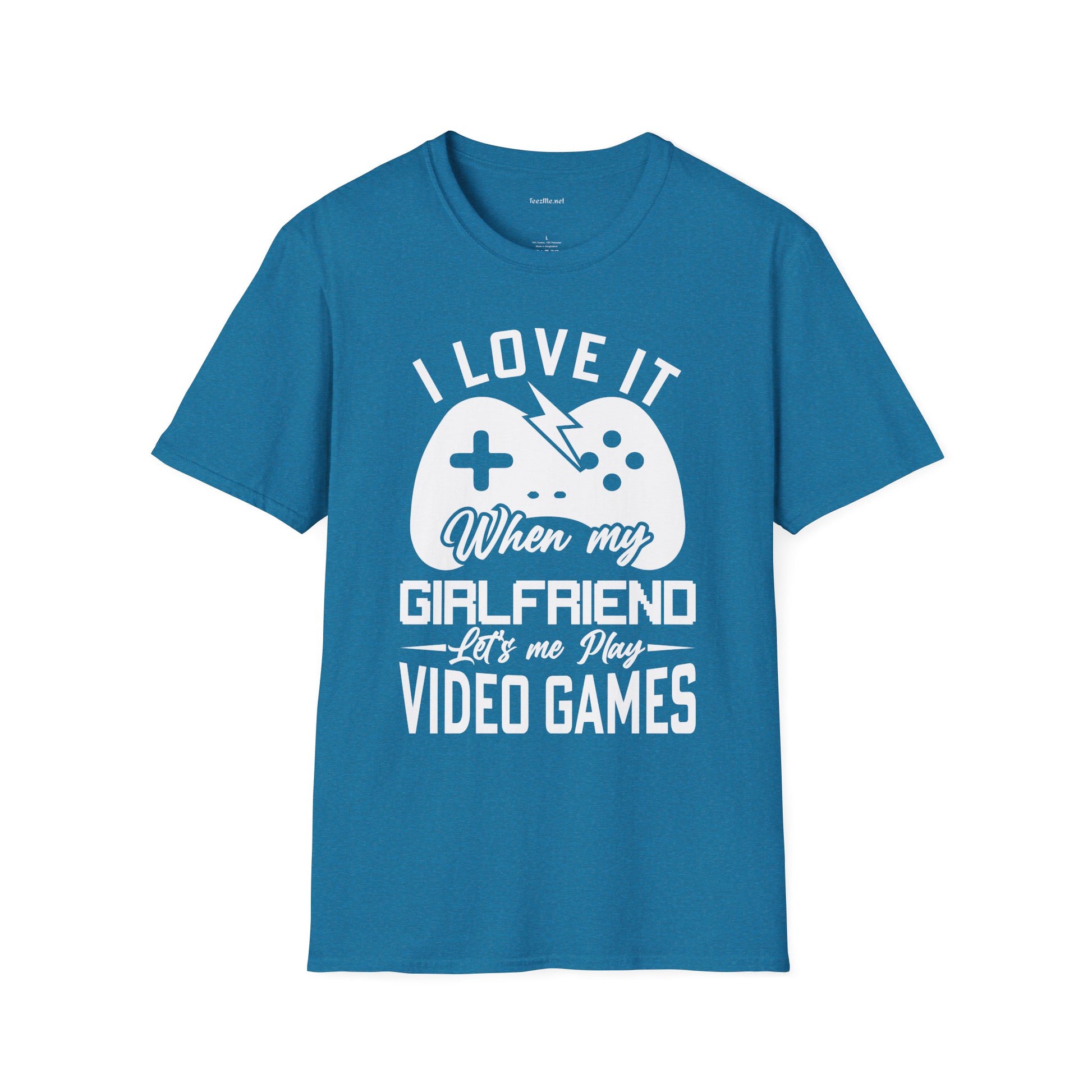 I Love It When My Girlfriend Let's Me Play Unisex Softstyle T-Shirt 100% Cotton Graphic