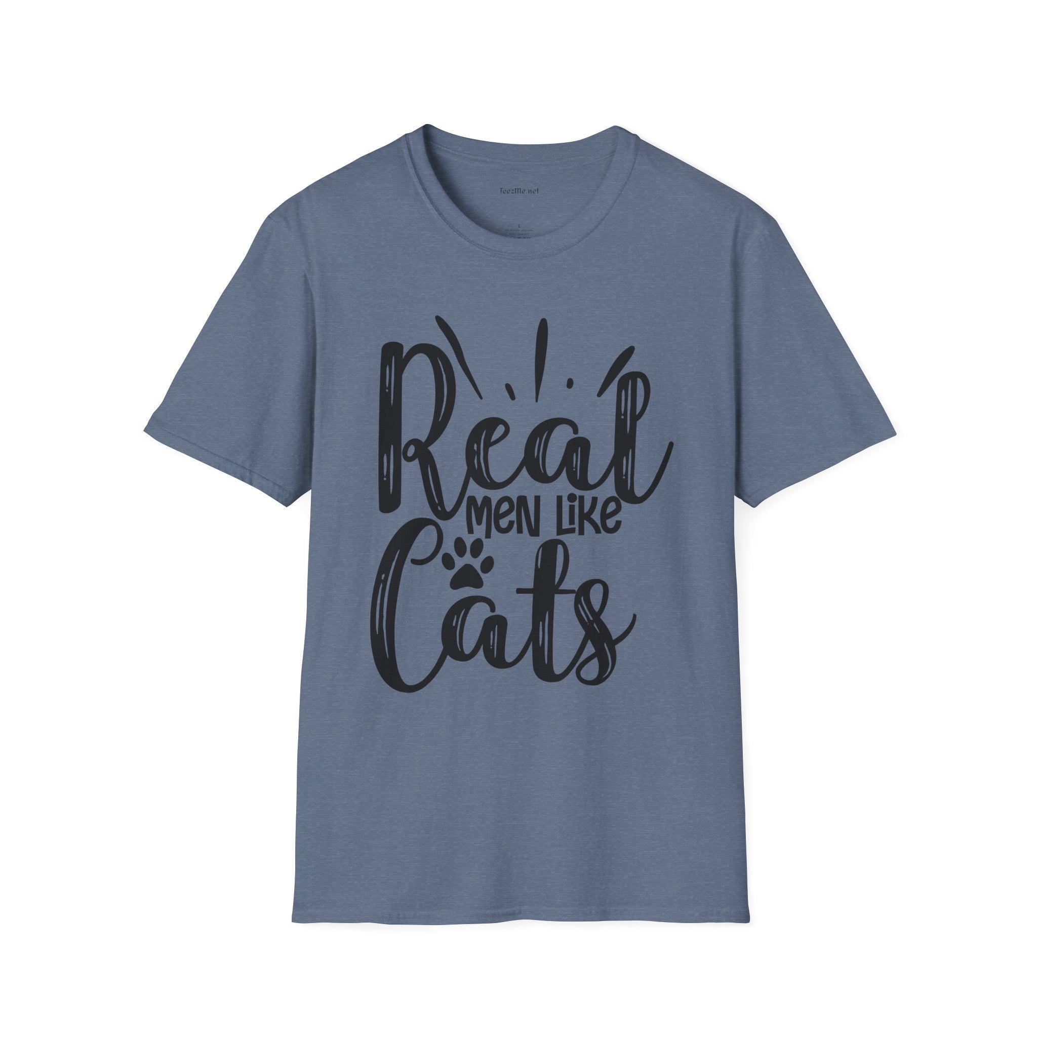 Real Men Like Cats Unisex Soft Style T-Shirt 100% Cotton Graphic