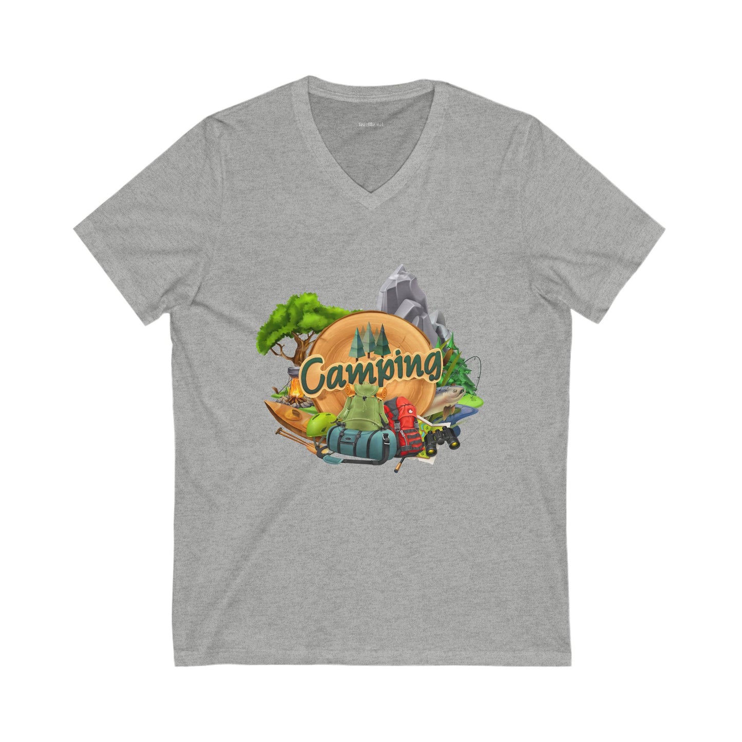 Camping  - Unisex Jersey Short Sleeve V-Neck Tee