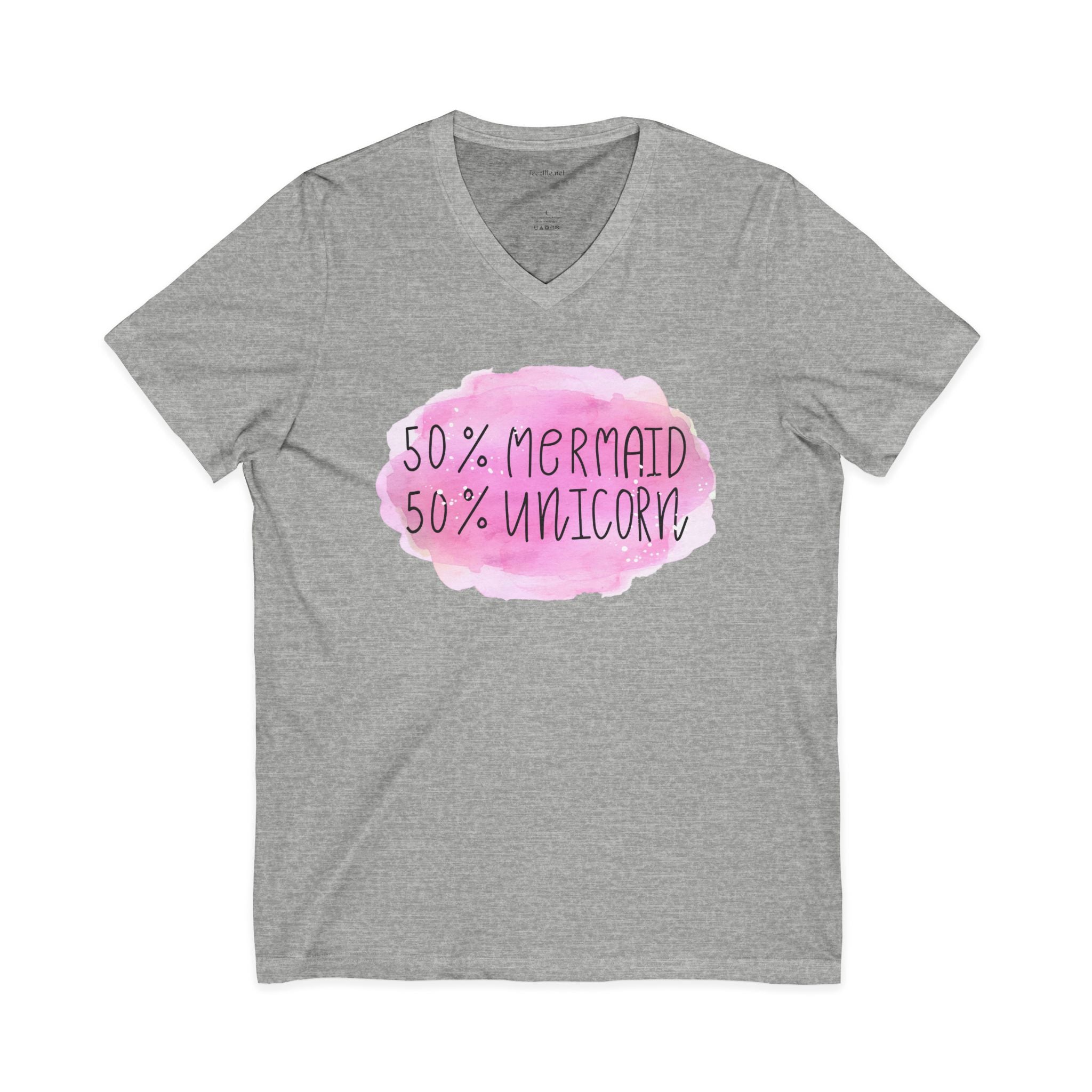 50% Mermaid 50% Unicorn - Unisex Jersey Short Sleeve V-Neck Tee