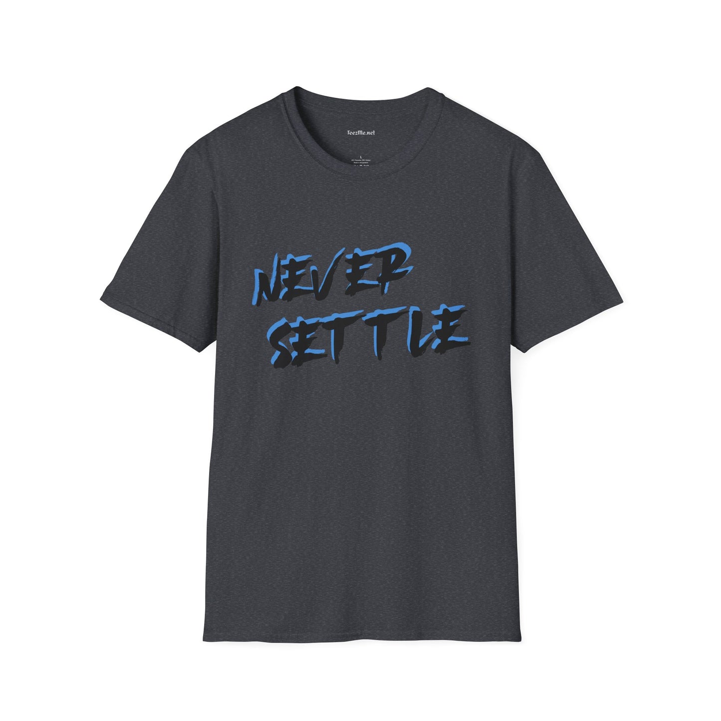 Never Settle (blue) Unisex Softstyle T-Shirt 100% Cotton