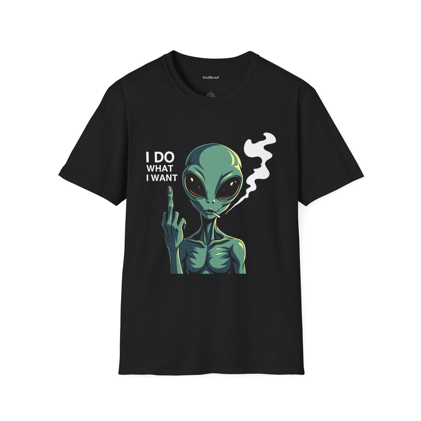 I Do What I Want (with Alien) Unisex Softstyle T-Shirt 100% Cotton Graphic