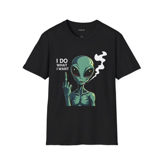 I Do What I Want (with Alien) Unisex Softstyle T-Shirt 100% Cotton Graphic