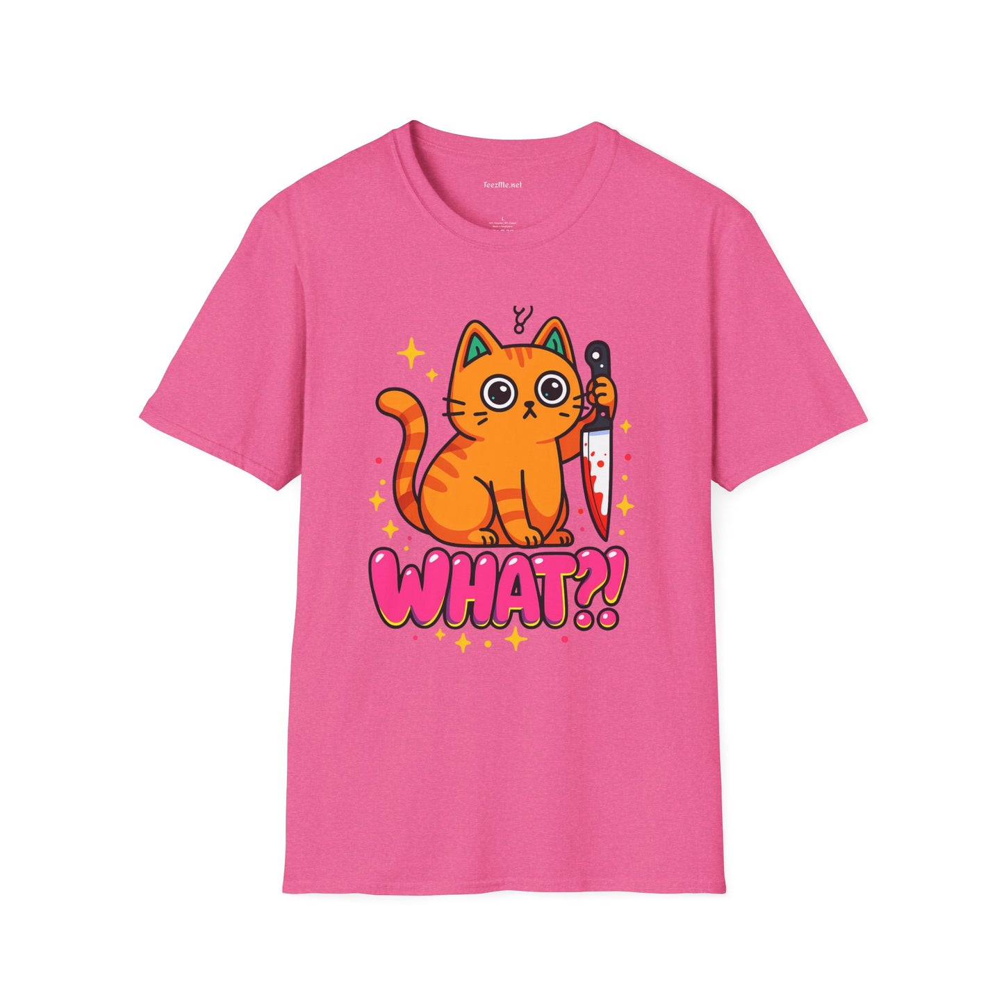 What? Murderous Cat Unisex Softstyle T-Shirt 100% Cotton