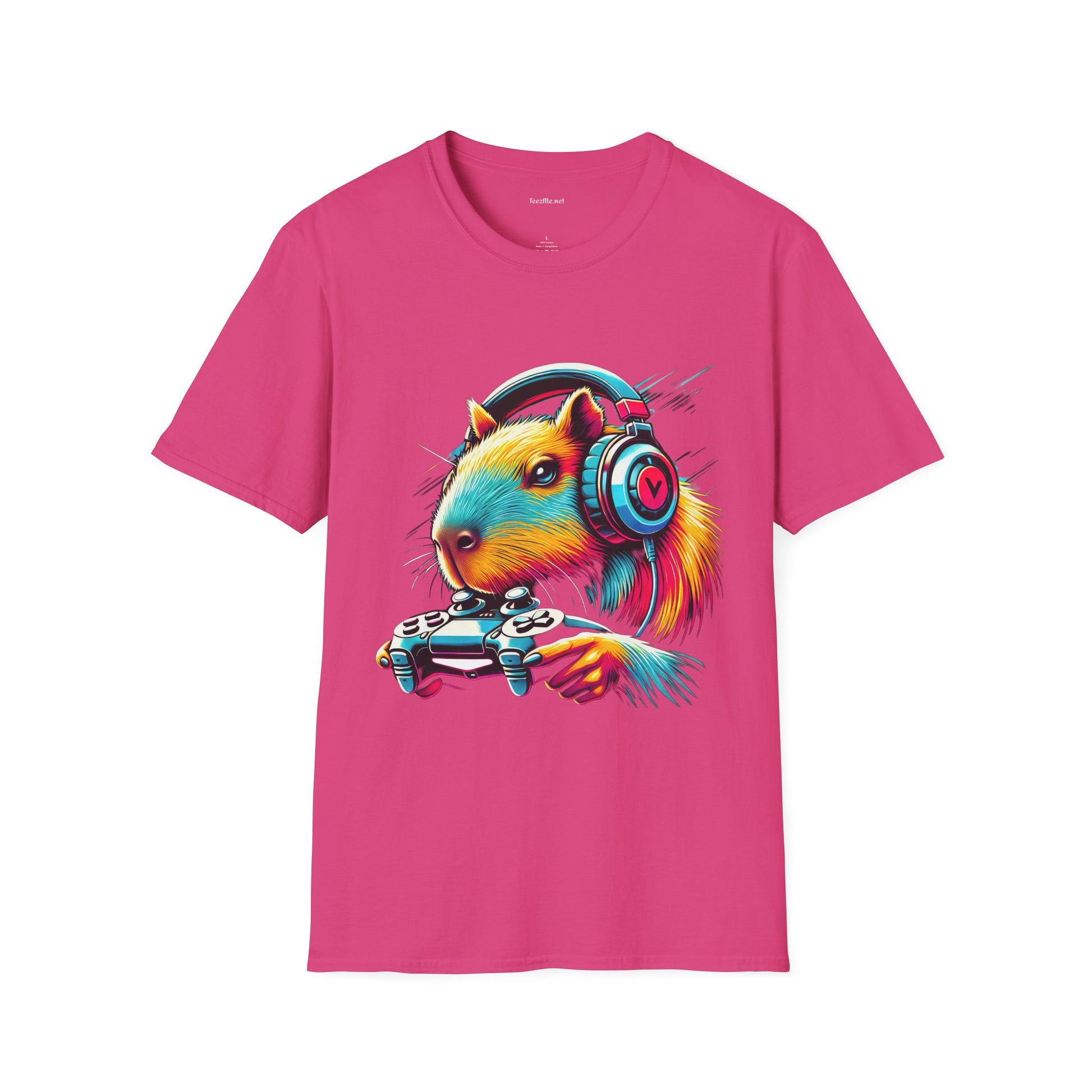 Capybara Video Gamer Unisex Softstyle T-Shirt 100% Cotton Graphic