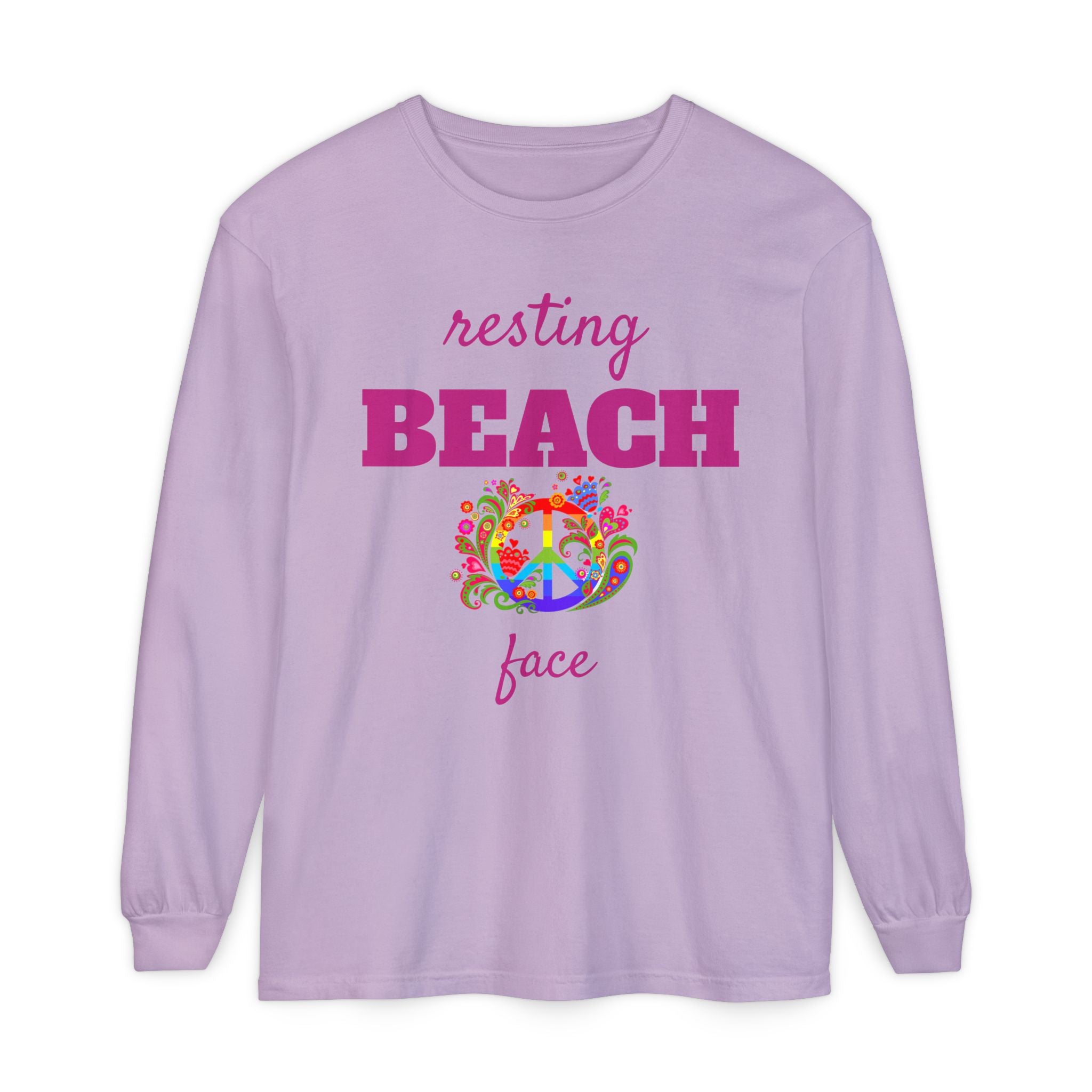 Resting Beach Face - Unisex Garment-dyed Long Sleeve T-Shirt