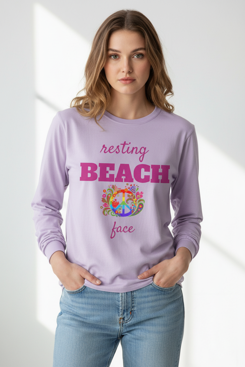Resting Beach Face - Unisex Garment-dyed Long Sleeve T-Shirt