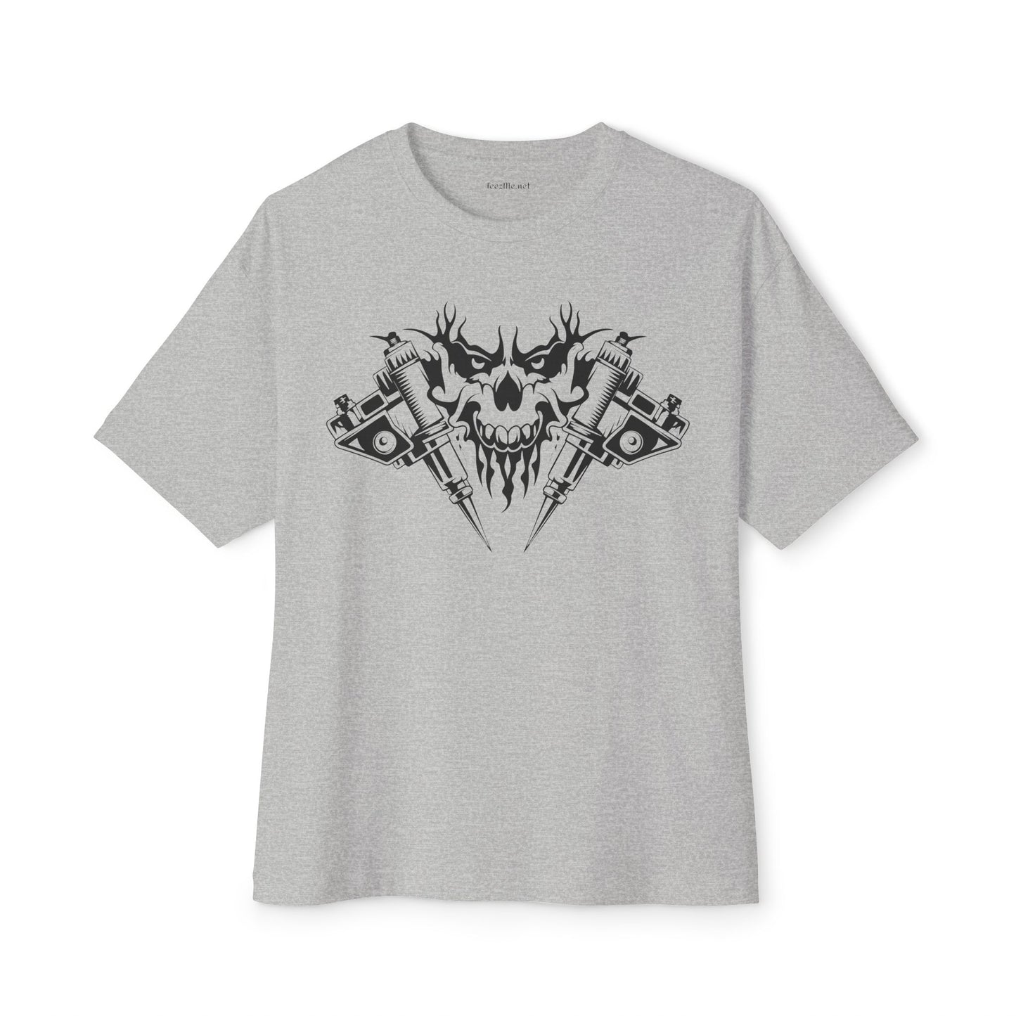 Crossed Tattoo Machine 01 Unisex Oversized Boxy Tee