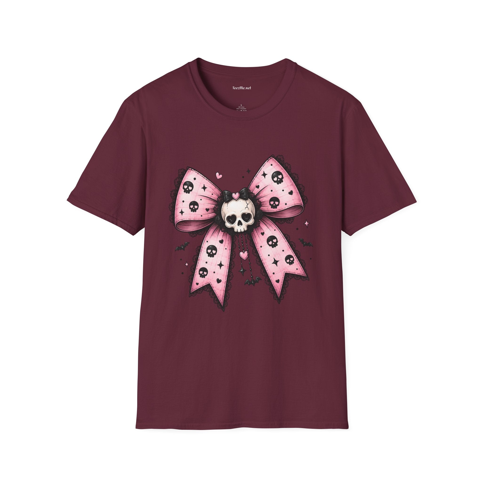 Skull Bow T-Shirt — Gothic Pink Ribbon Tee