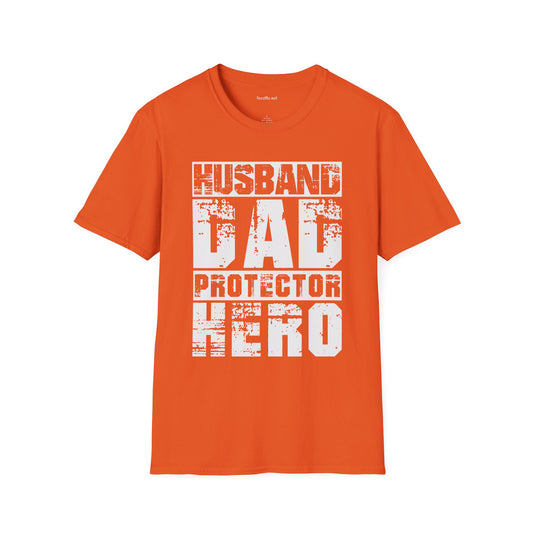 Husband Dad Protector Hero Unisex Soft Style T-Shirt 100% Cotton Graphic