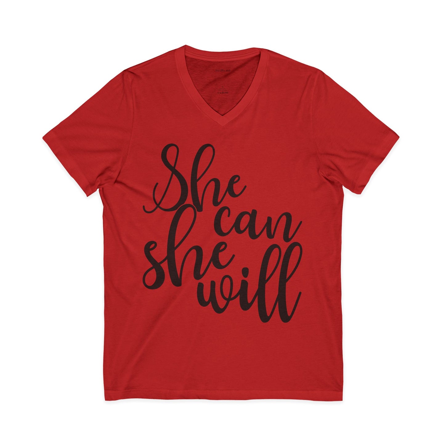 She Can She Will Unisex Jersey Short Sleeve V-Neck Tee
