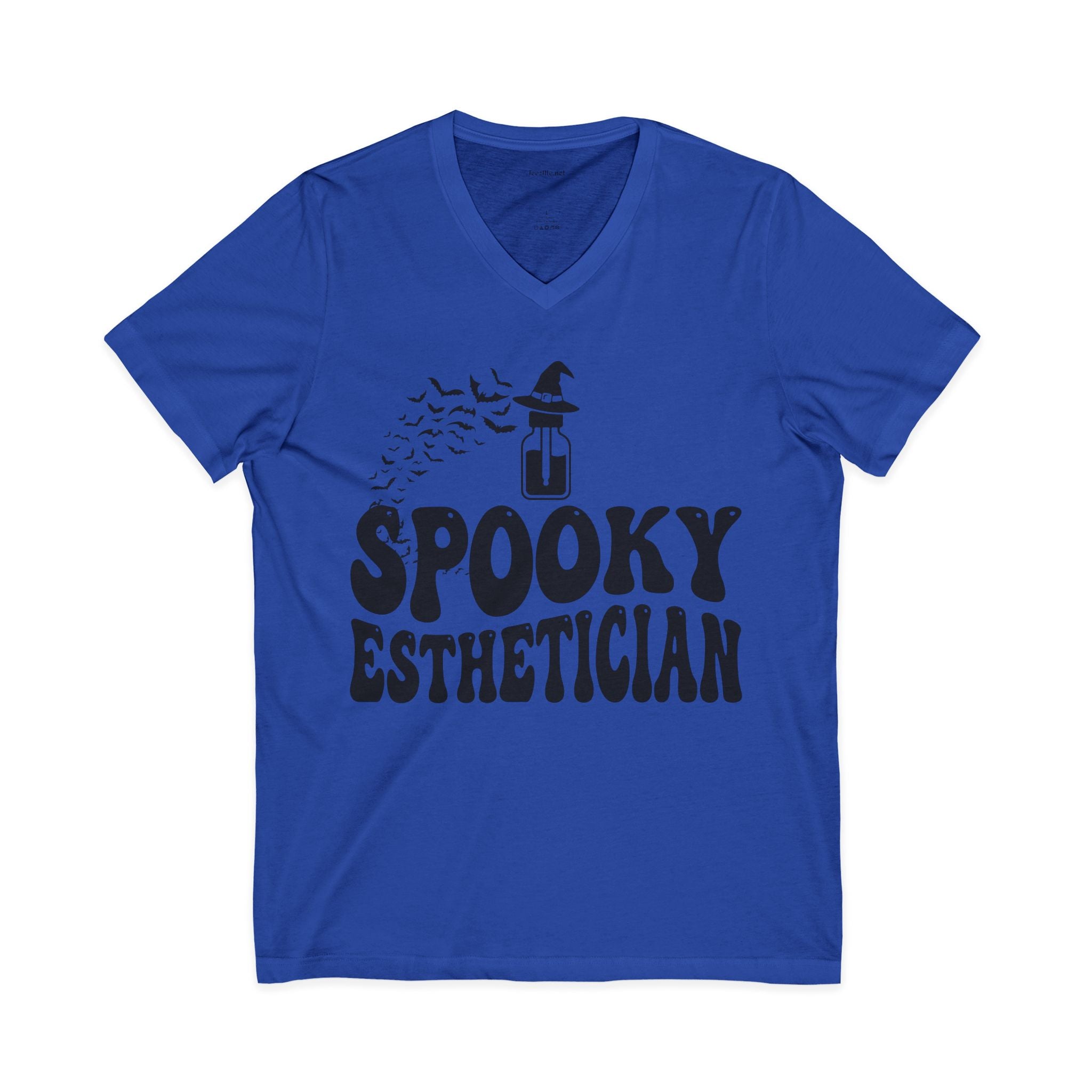 Spooky Esthetician V-Neck T-Shirt — Halloween Witch Skincare Tee