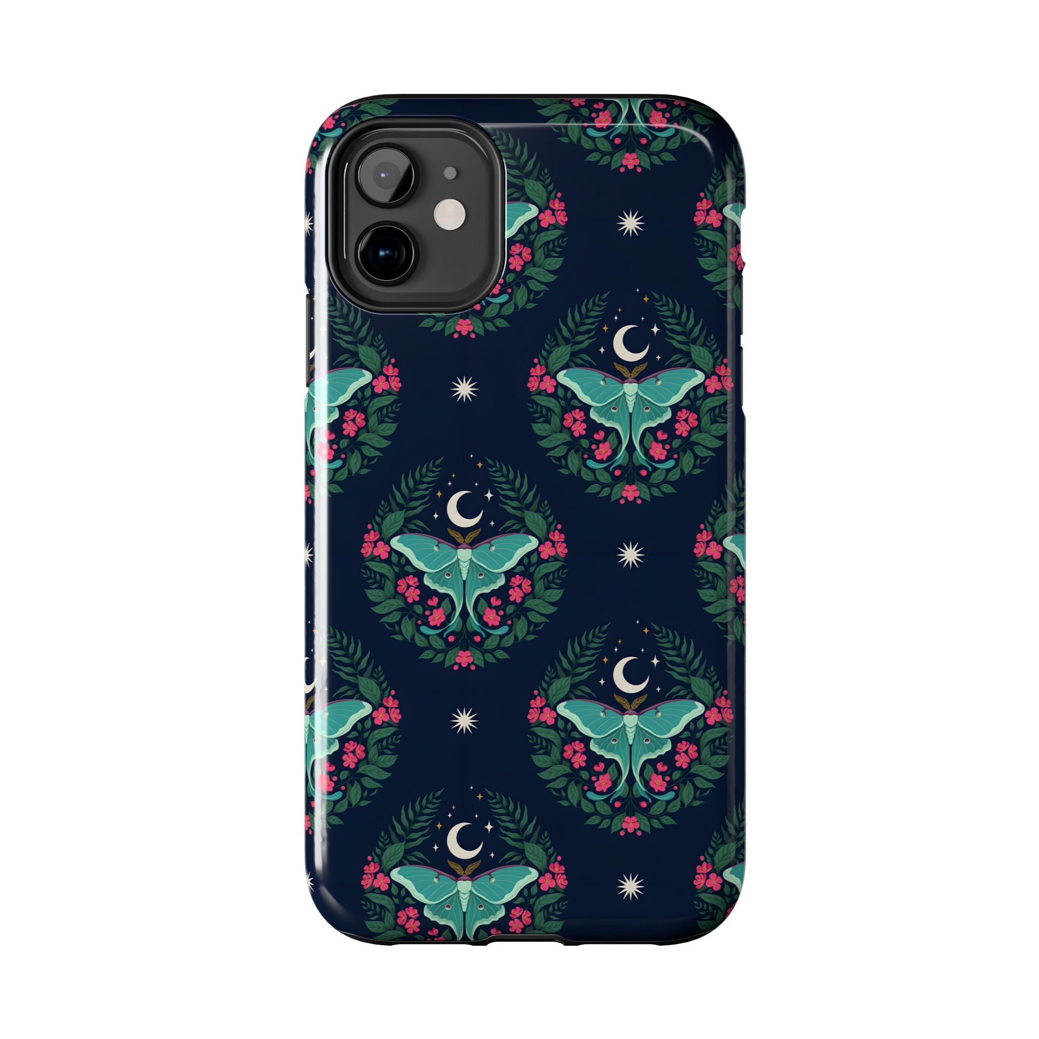 Moon Moth Tough Phone Case — Botanical Nightscape Protective Cover