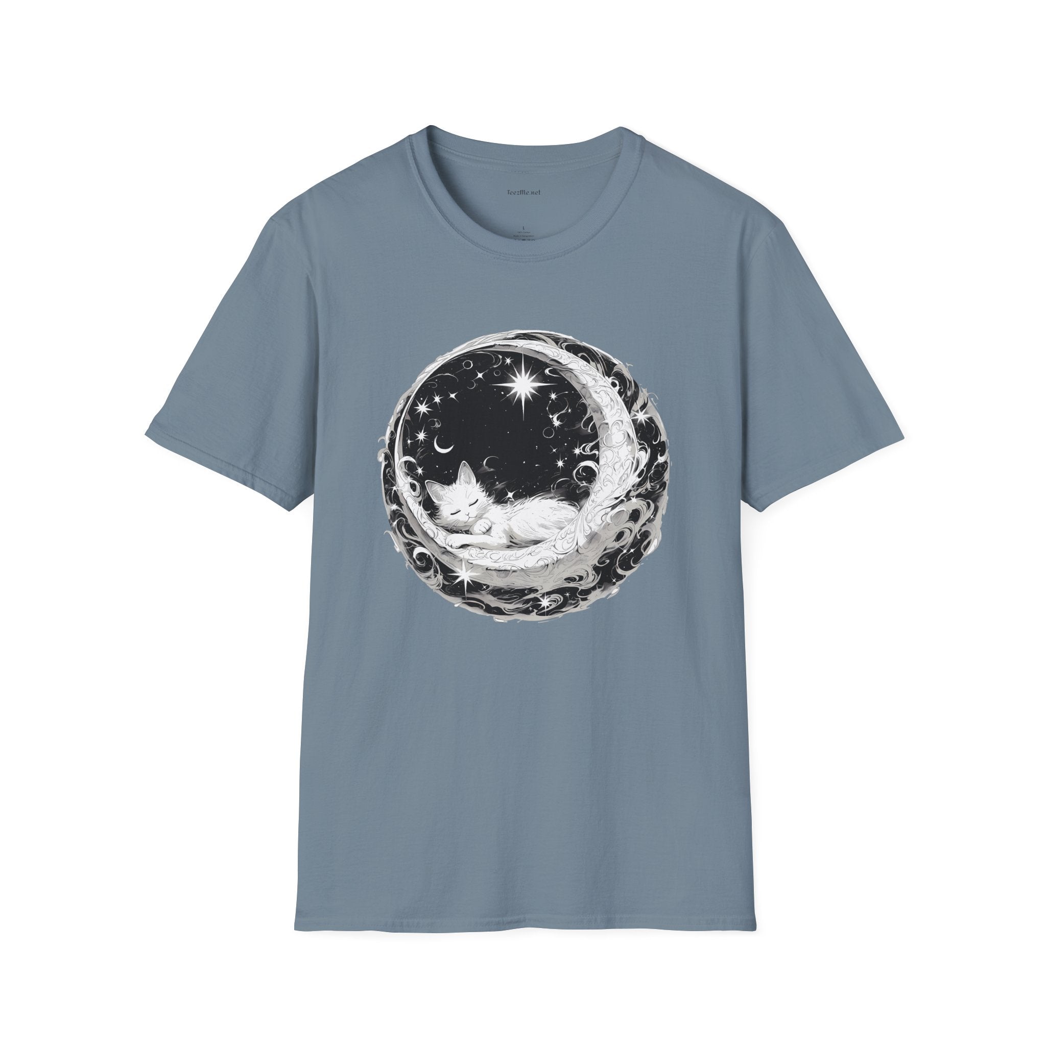 Moon Cat  - Unisex Softstyle T-Shirt 100% Cotton Graphic