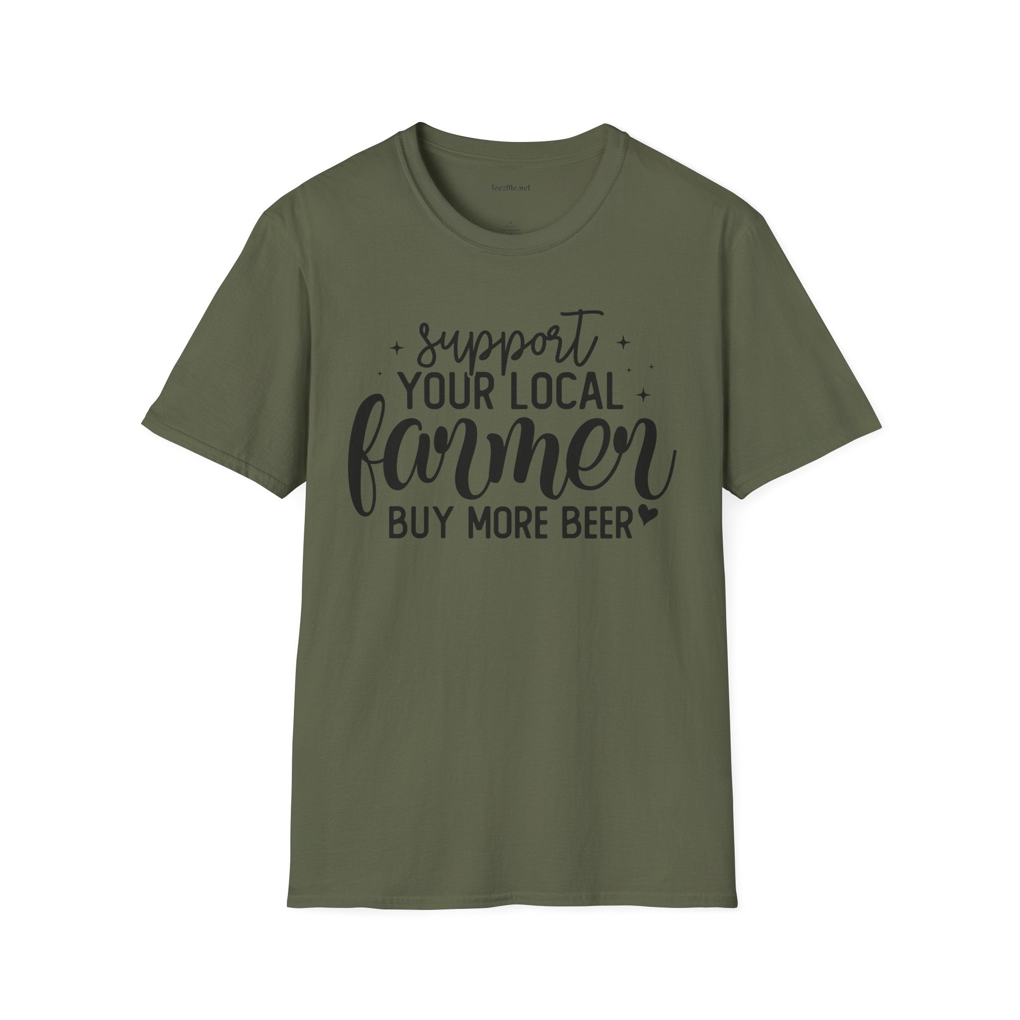 Support Your Local Farmer Buy Beer Unisex Soft Style T-Shirt 100% Cotton Graphic
