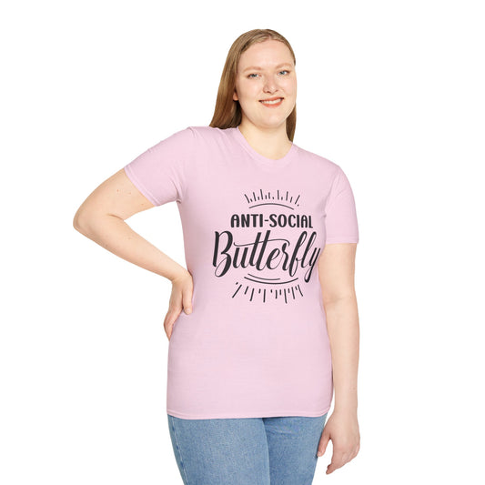 Anti-social Butterfly - Unisex Softstyle T-Shirt 100% Cotton Graphic