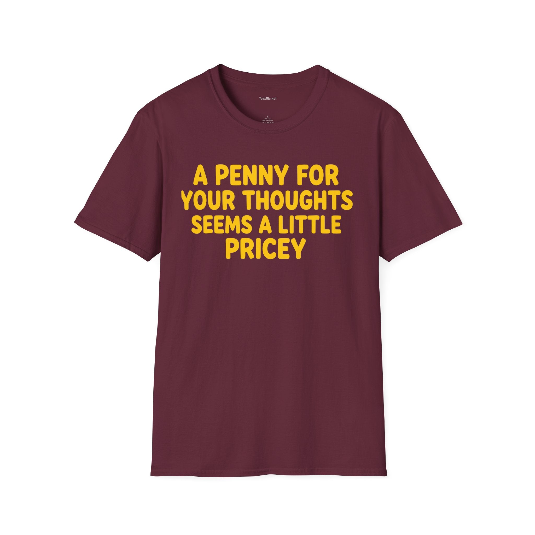 Funny Graphic T-Shirt — "A Penny For Your Thoughts Seems A Little Pricey"